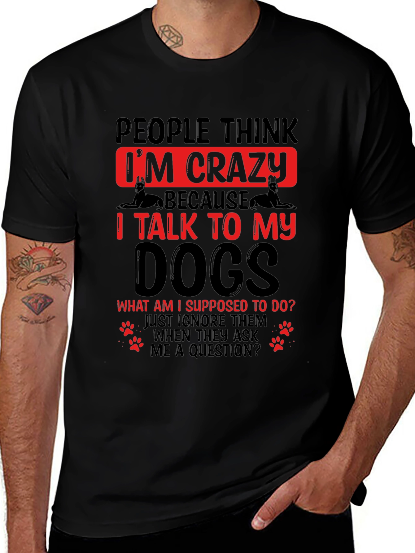 Crazy Dog Lover T-Shirt - Black Novelty Tee