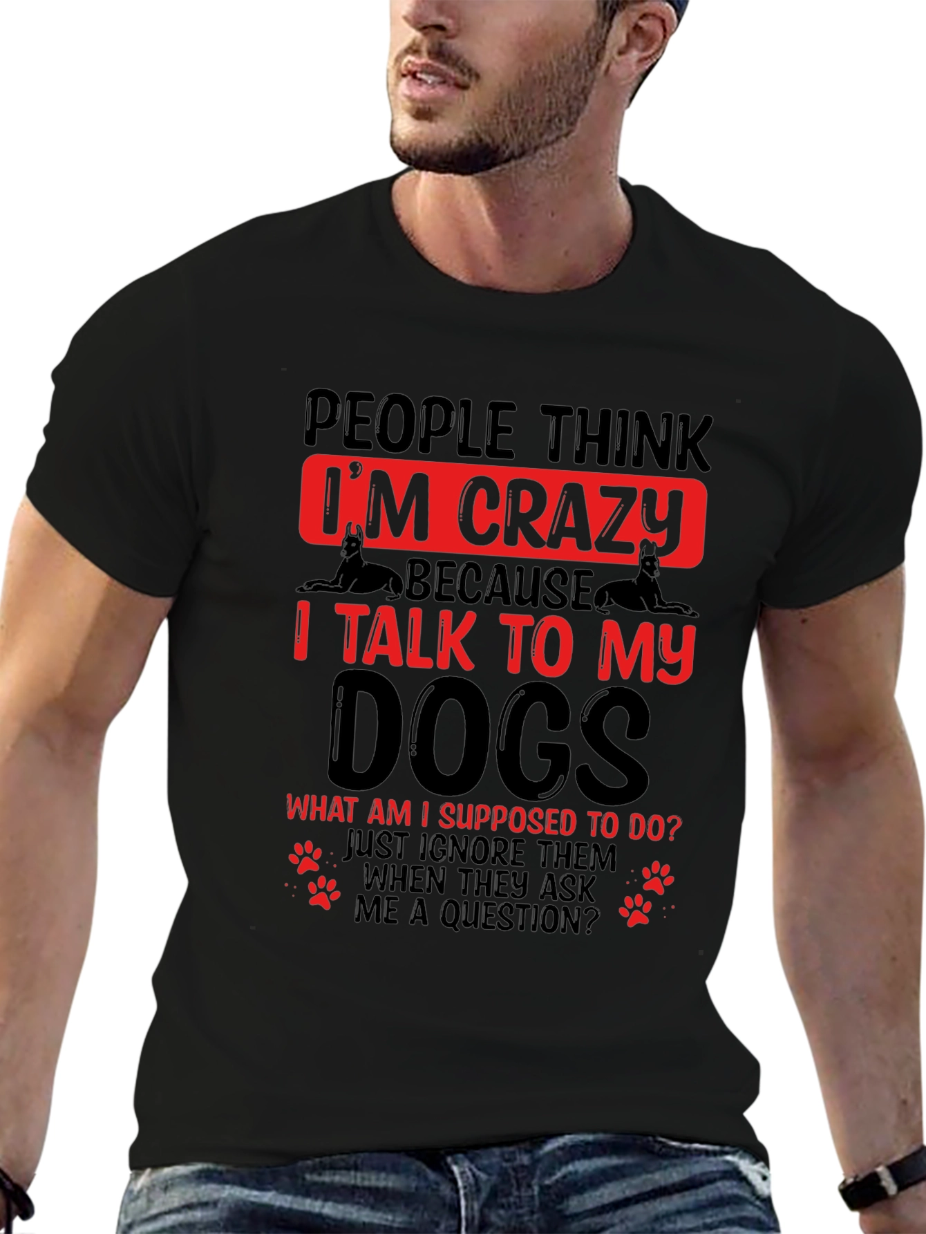Crazy Dog Lover T-Shirt - Black Novelty Tee