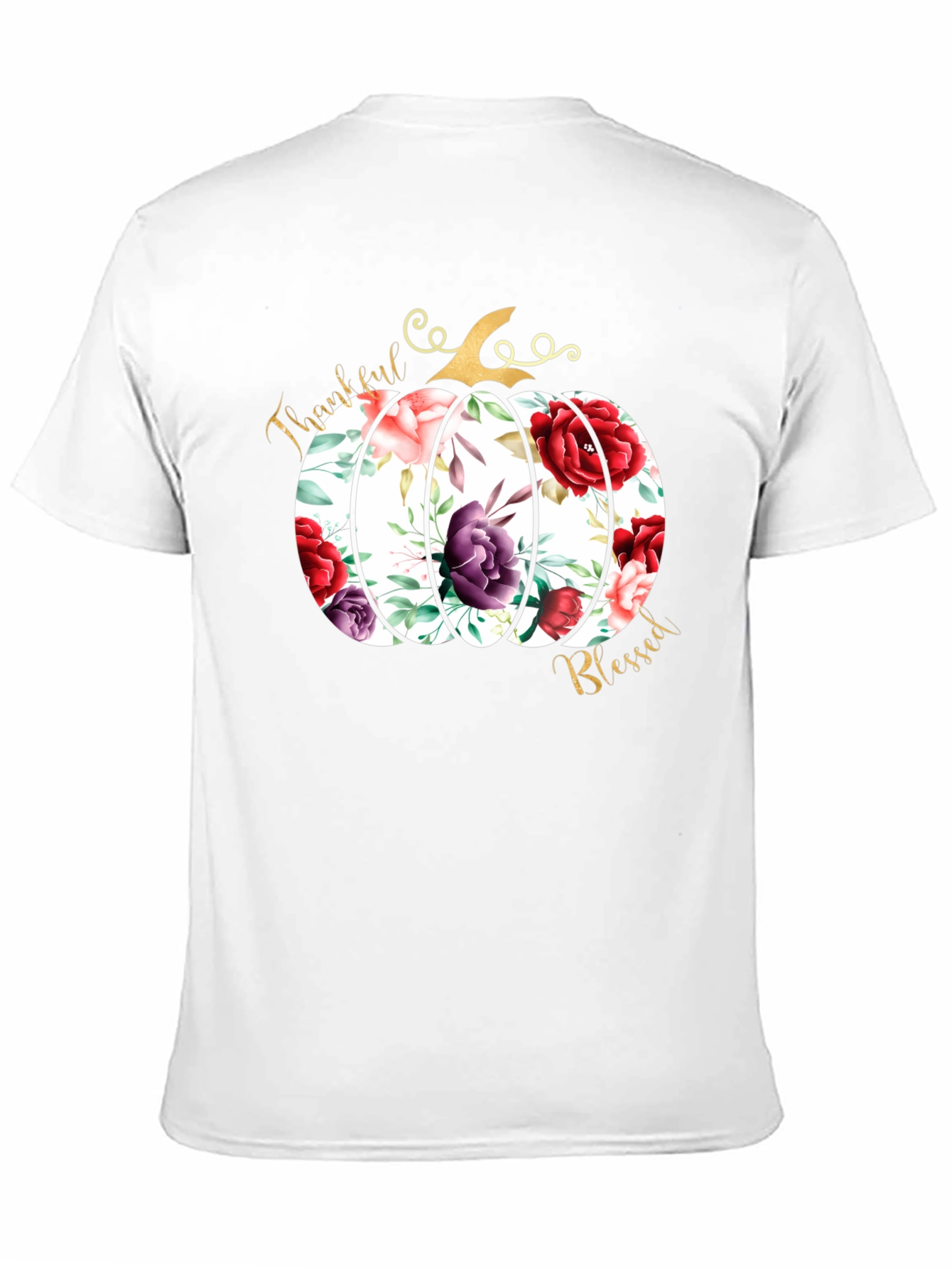 Floral Pumpkin Thankful & Blessed T-Shirt