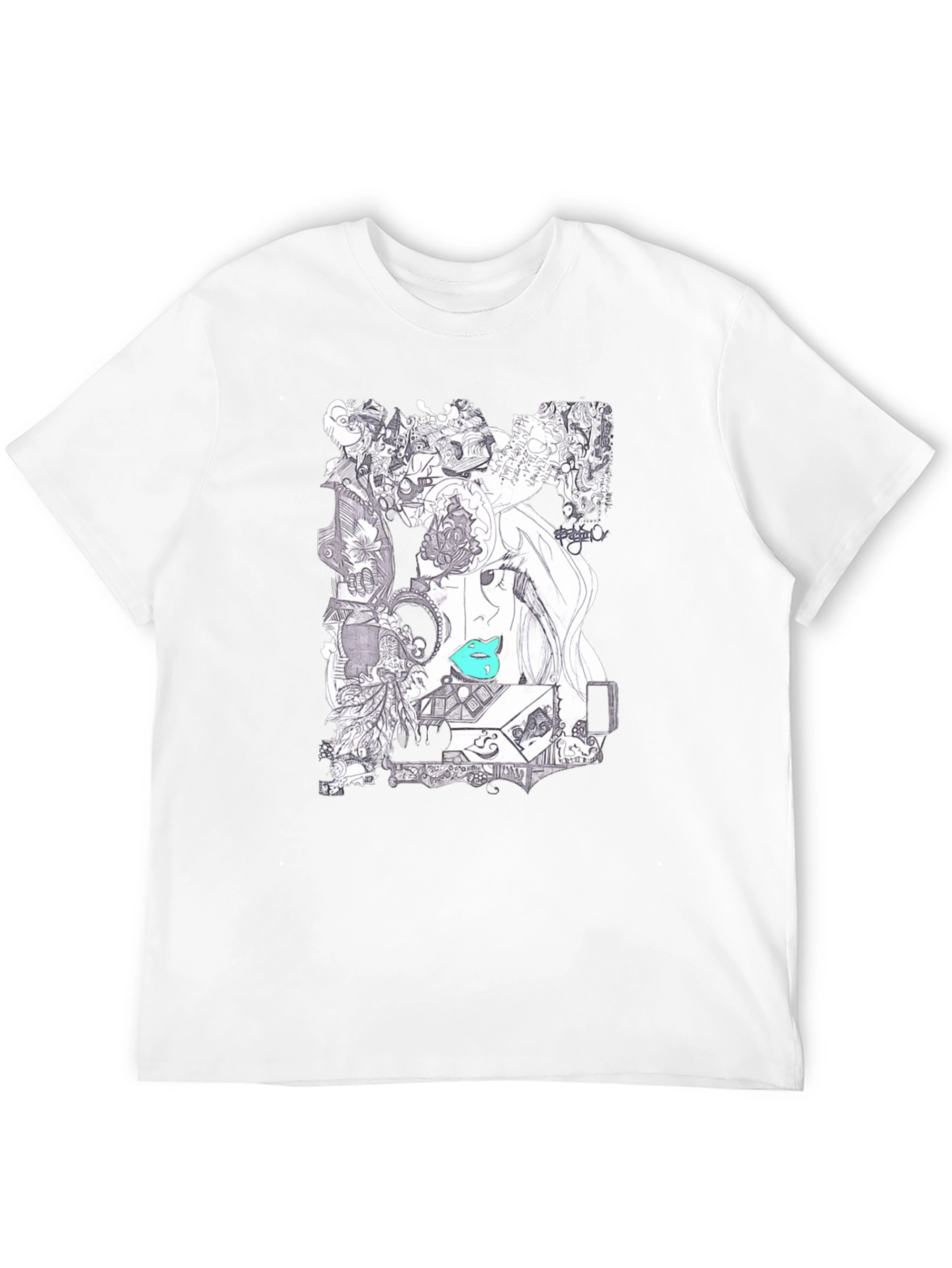 Artistic Graphic Print Black T-Shirt