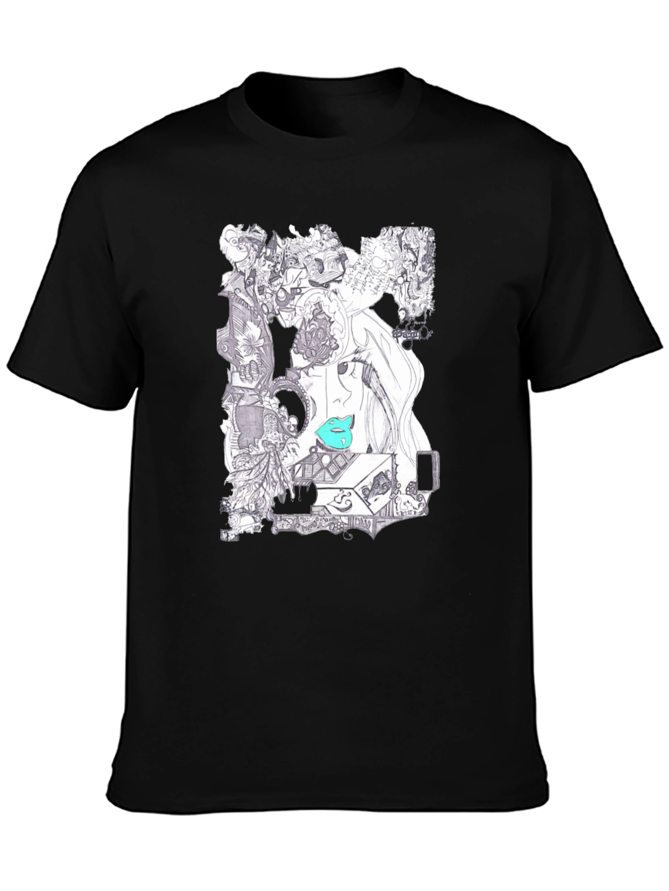Artistic Graphic Print Black T-Shirt