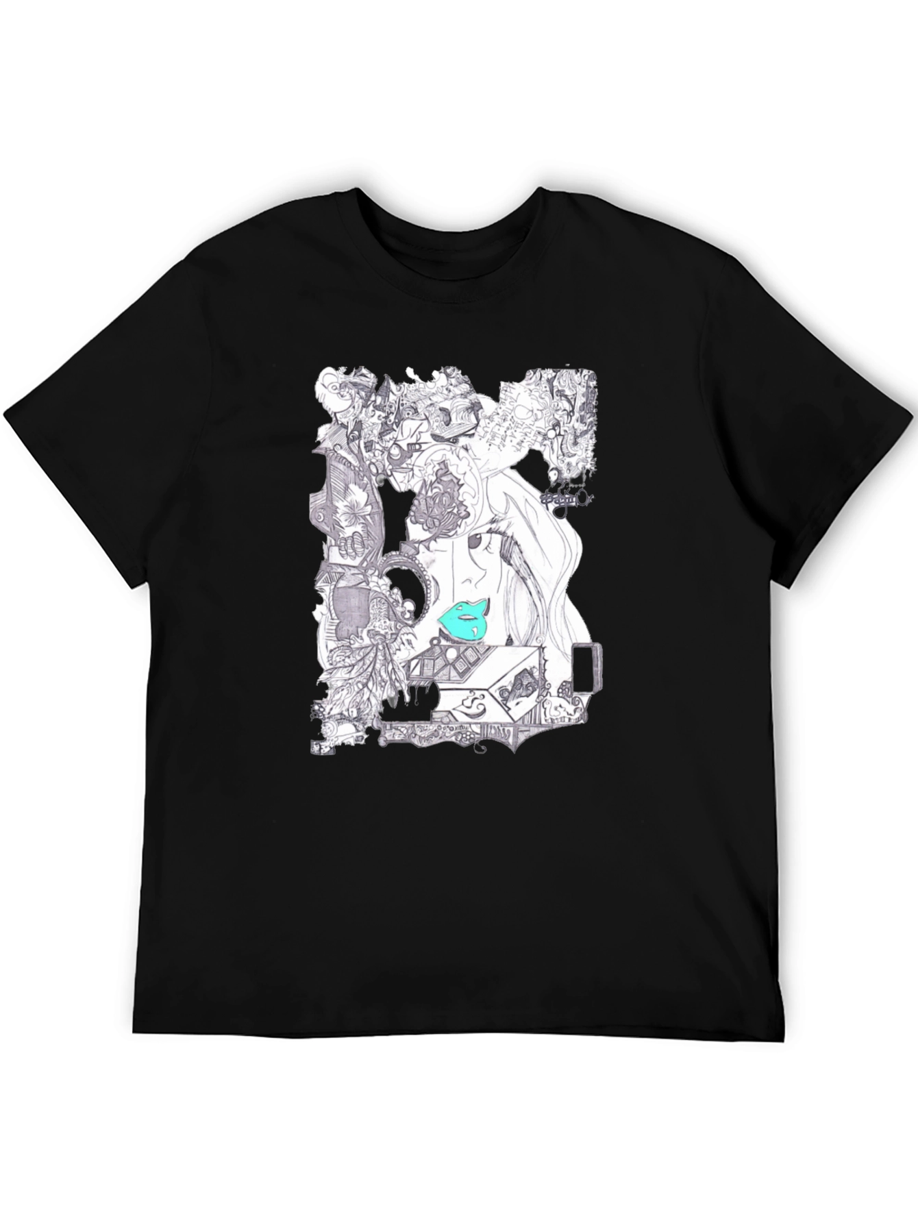 Artistic Graphic Print Black T-Shirt
