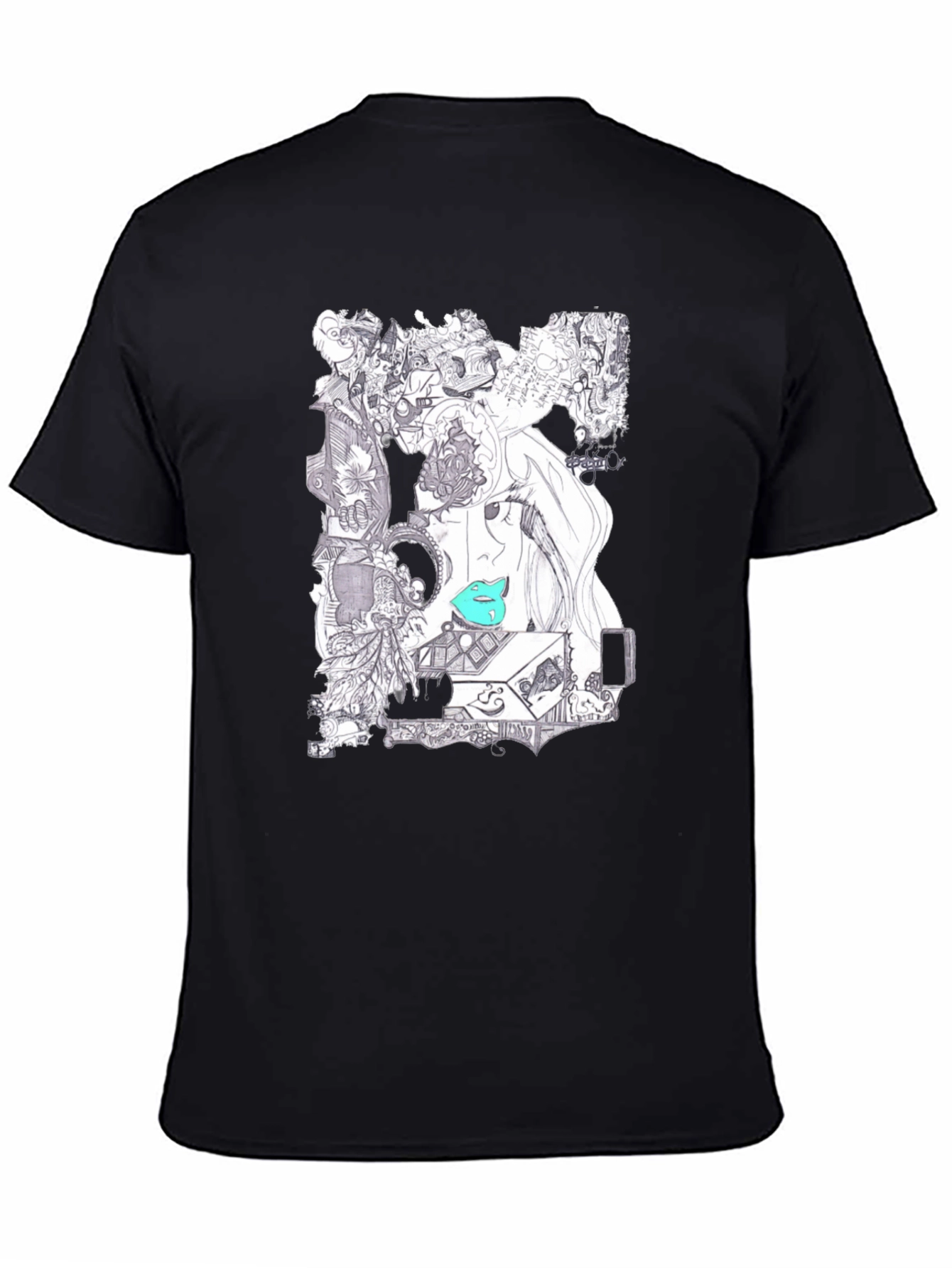 Artistic Graphic Print Black T-Shirt