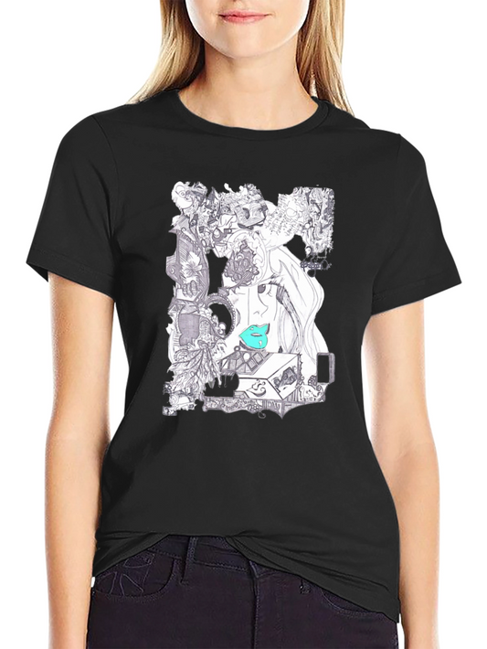 Artistic Graphic Print Black T-Shirt