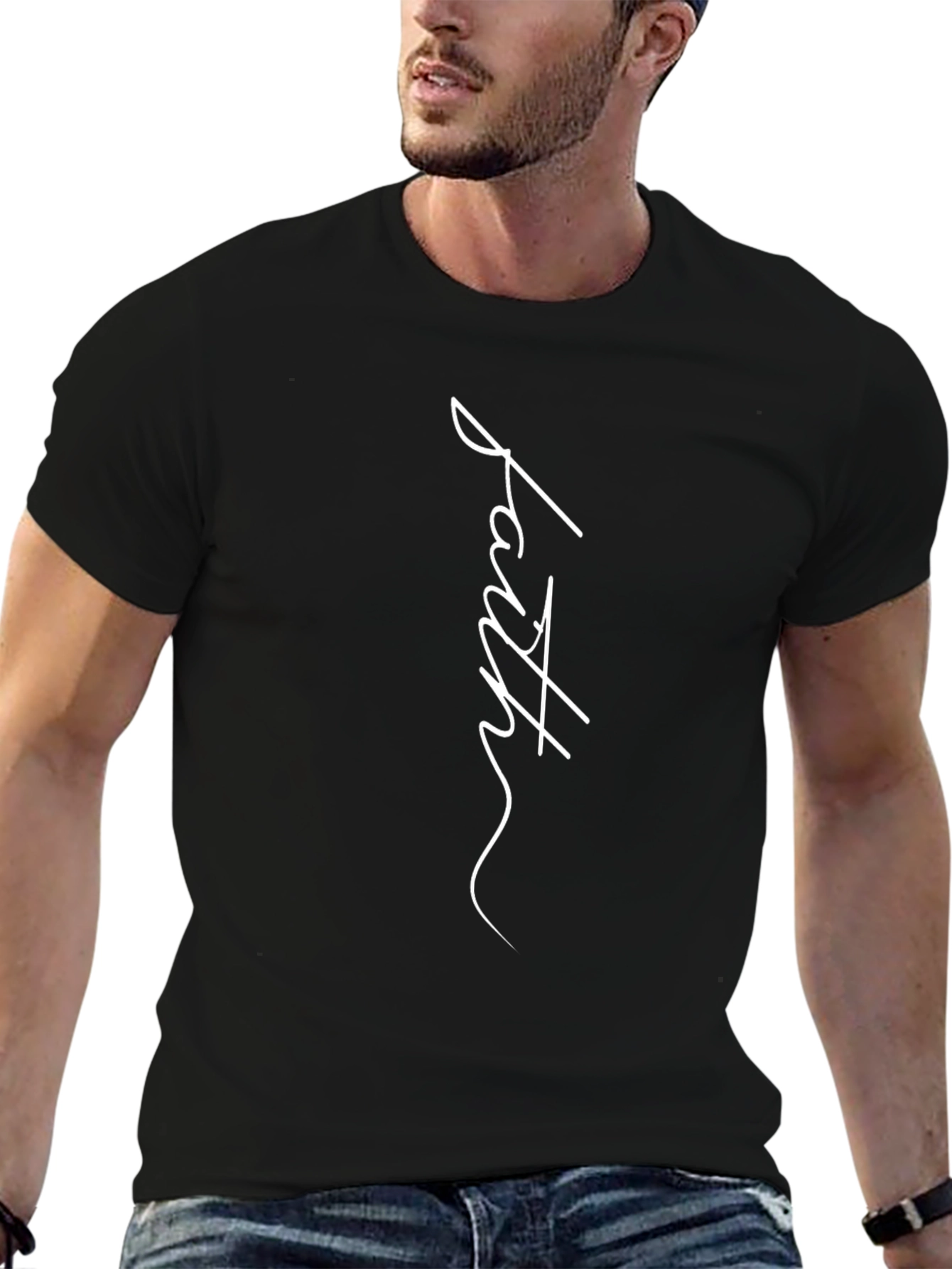 Faith Script Graphic Tee - Black