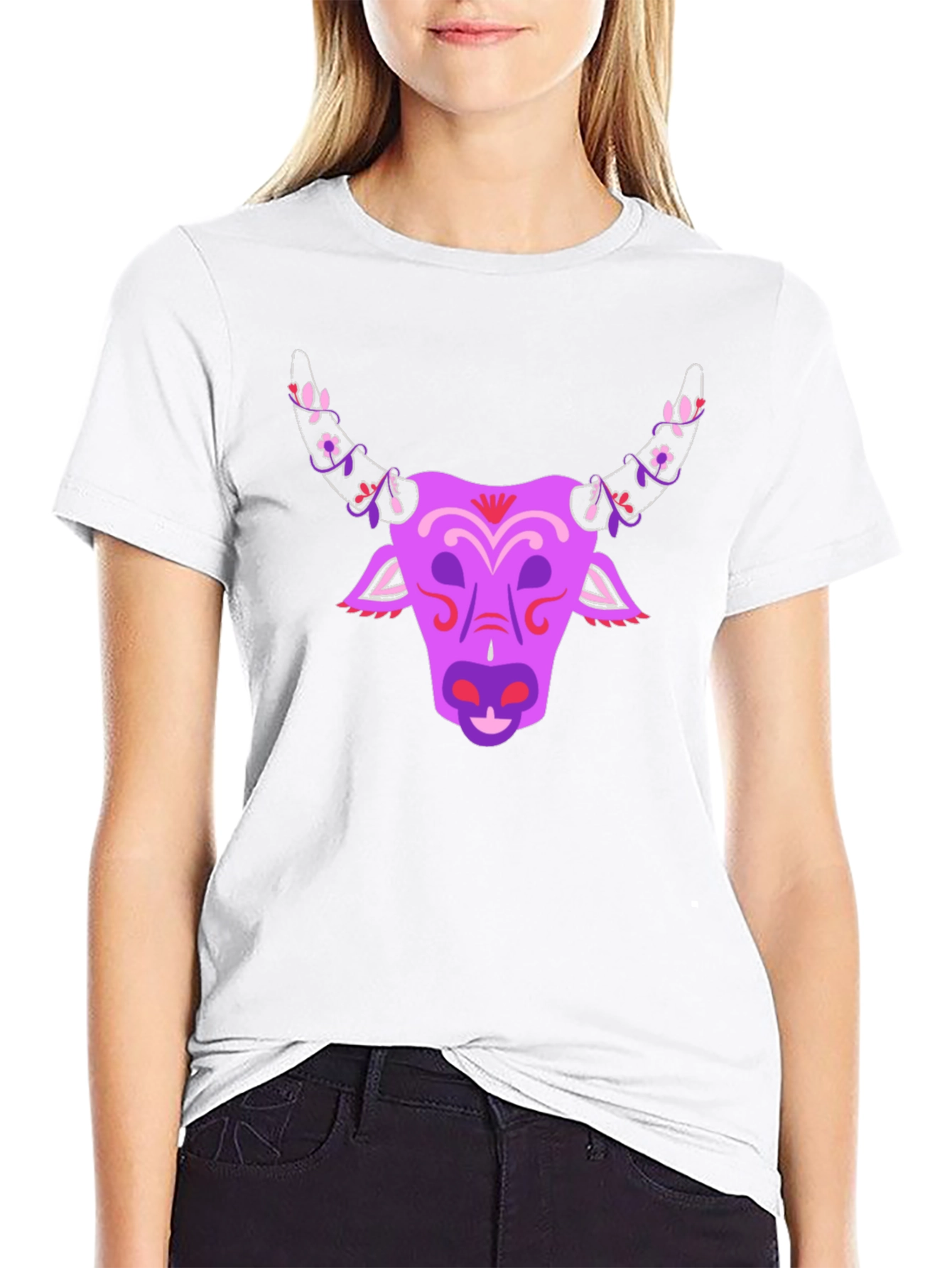 Floral Bull Graphic T-Shirt - Unique Design