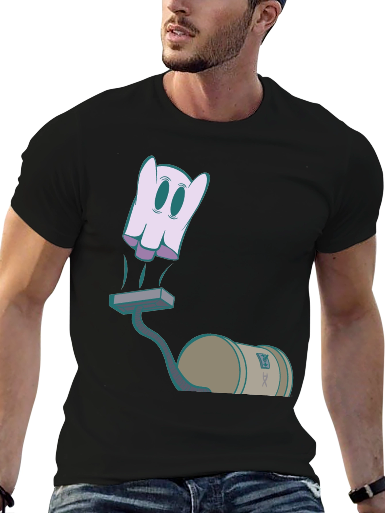 Ghost Vacuum Cartoon Graphic T-Shirt