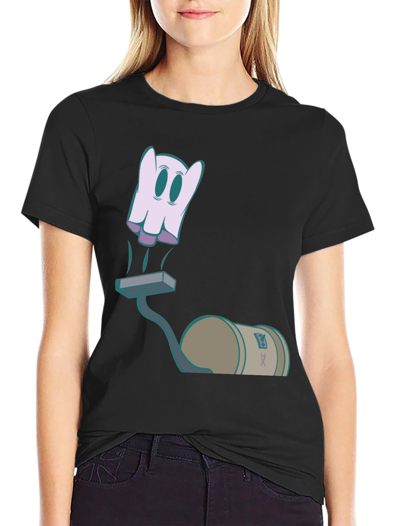 Ghost Vacuum Cartoon Graphic T-Shirt