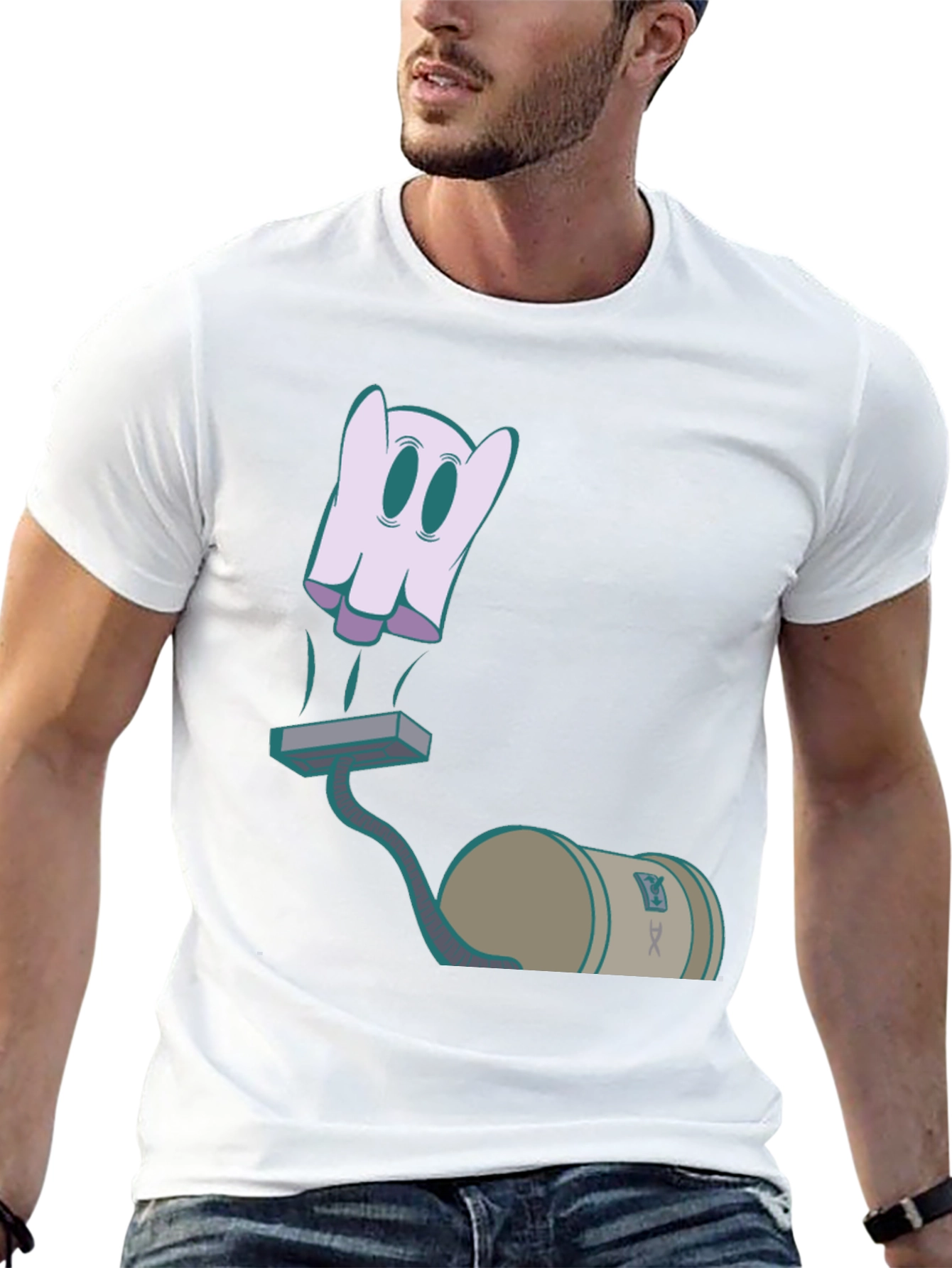 Ghost Vacuum Cartoon Graphic T-Shirt