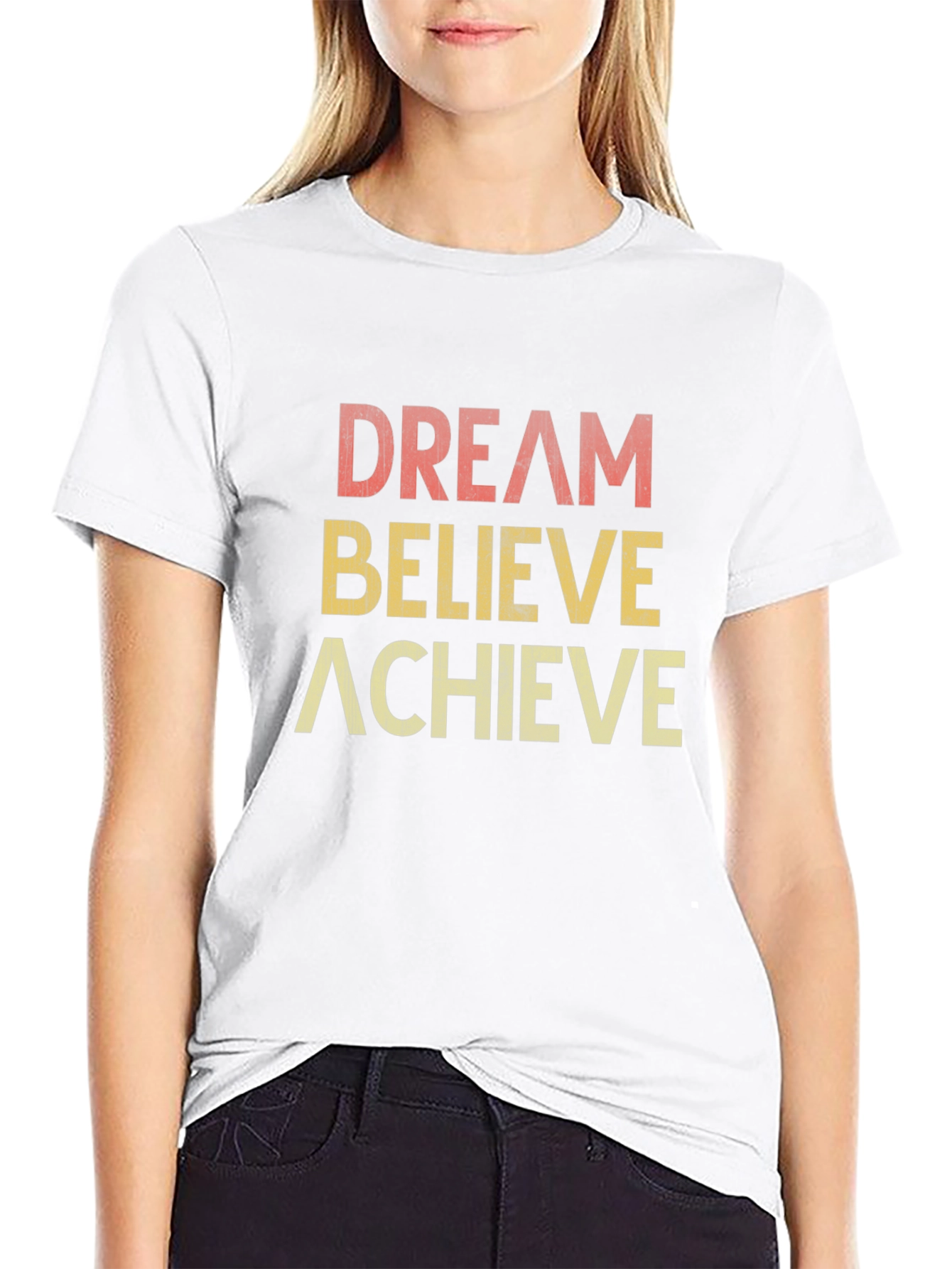 Dream Believe Achieve Retro Graphic T-Shirt