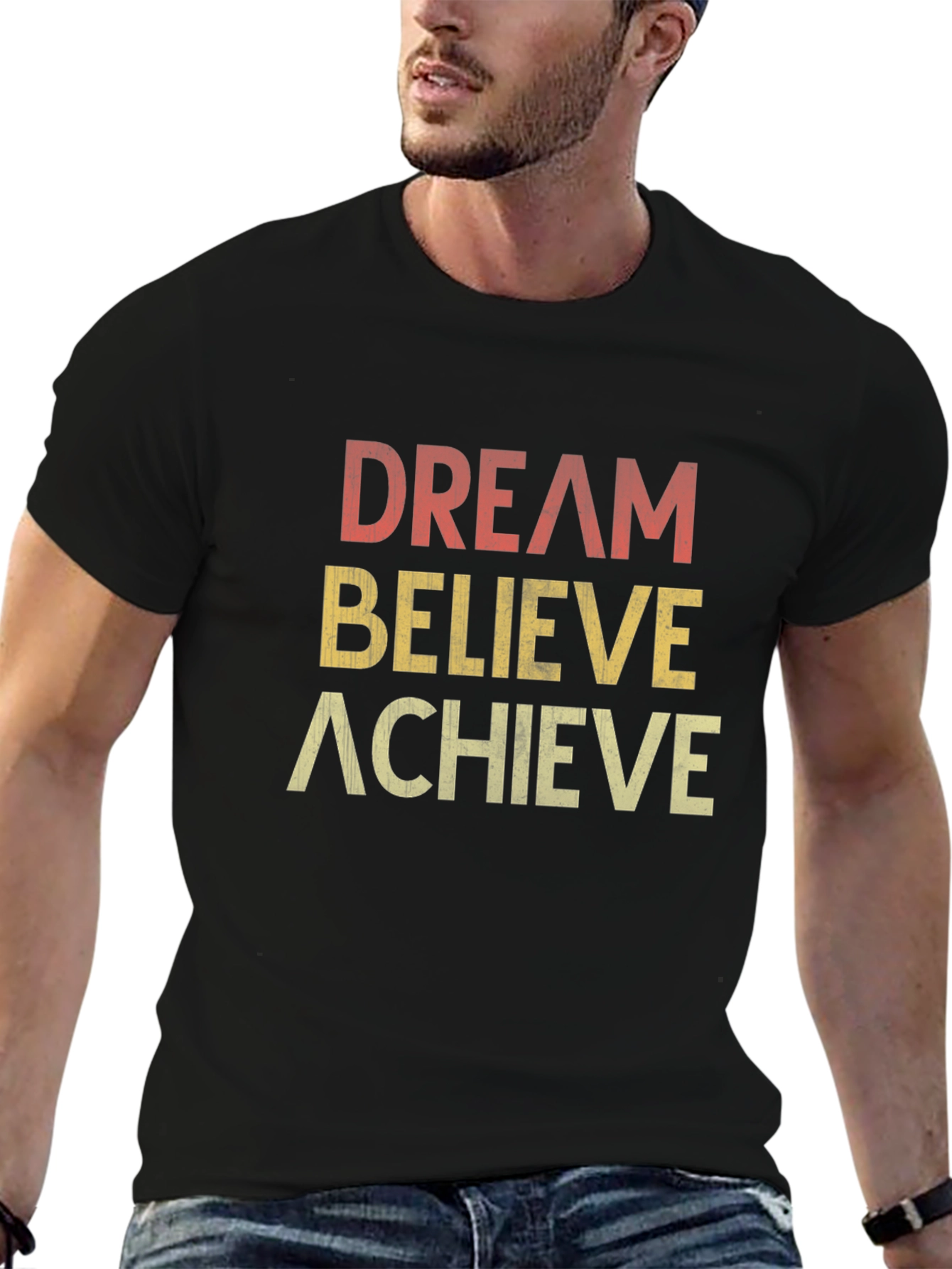Dream Believe Achieve Retro Graphic T-Shirt