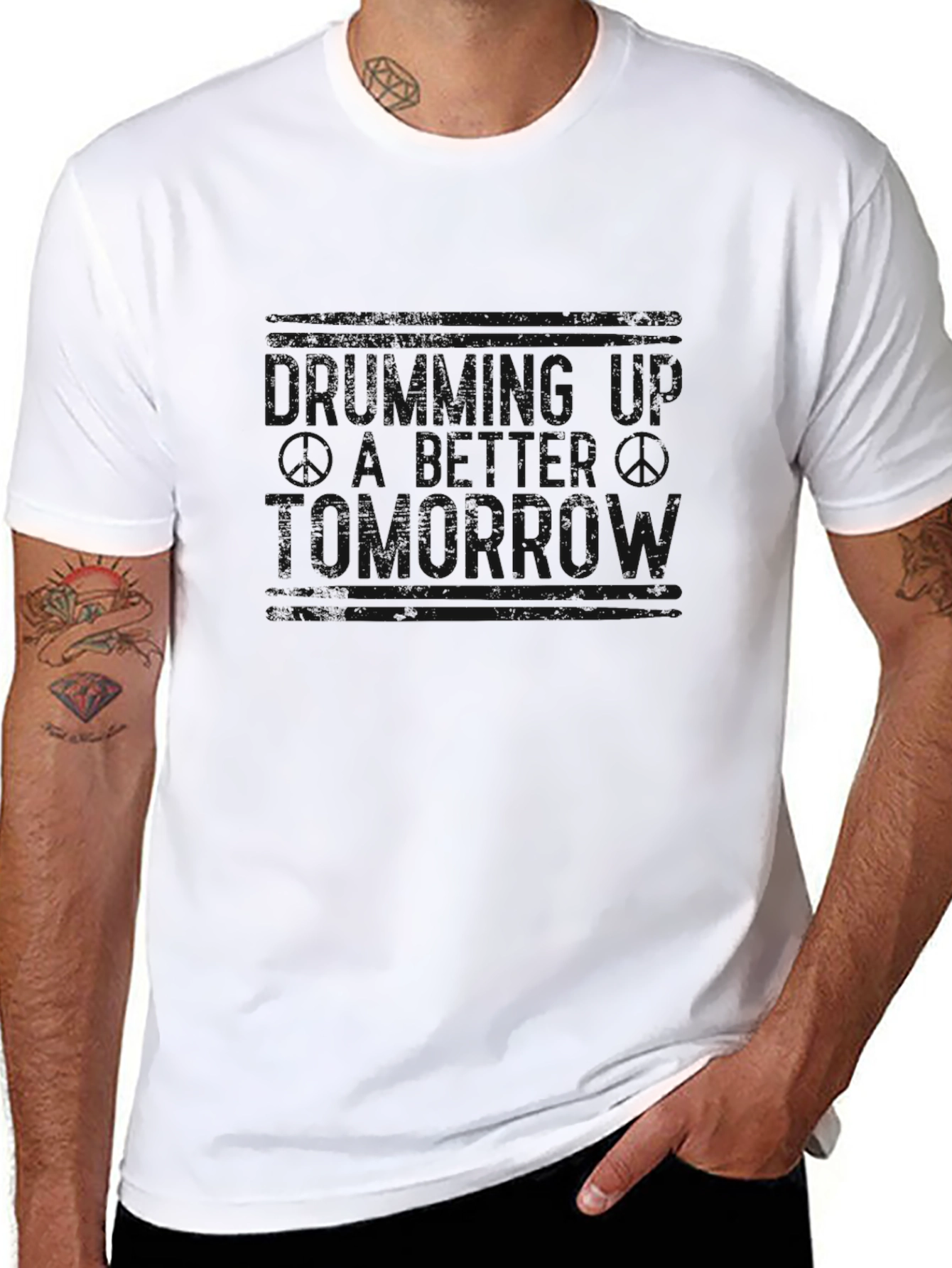 Mens Black Crewneck Graphic T-Shirt
