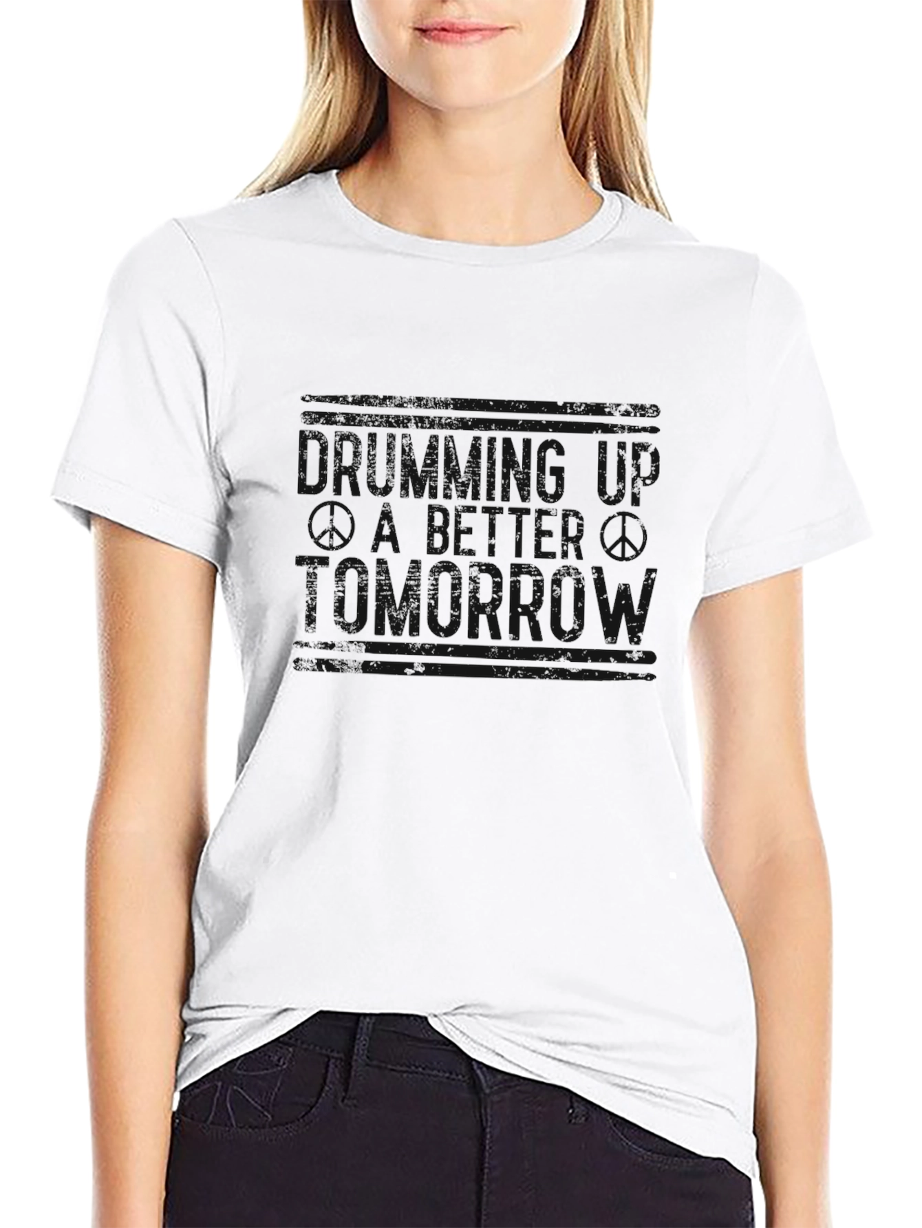 Mens Black Crewneck Graphic T-Shirt