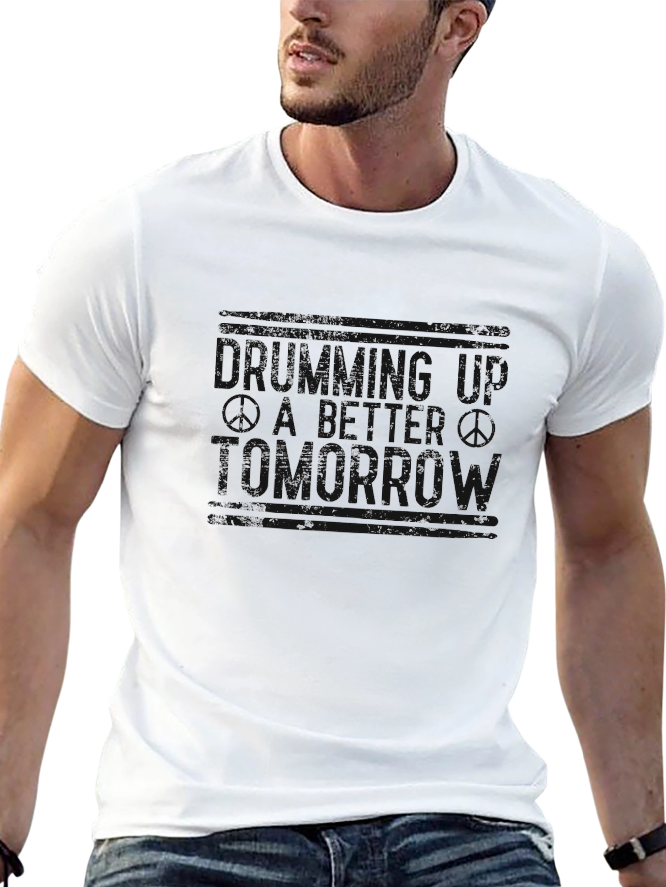 Mens Black Crewneck Graphic T-Shirt