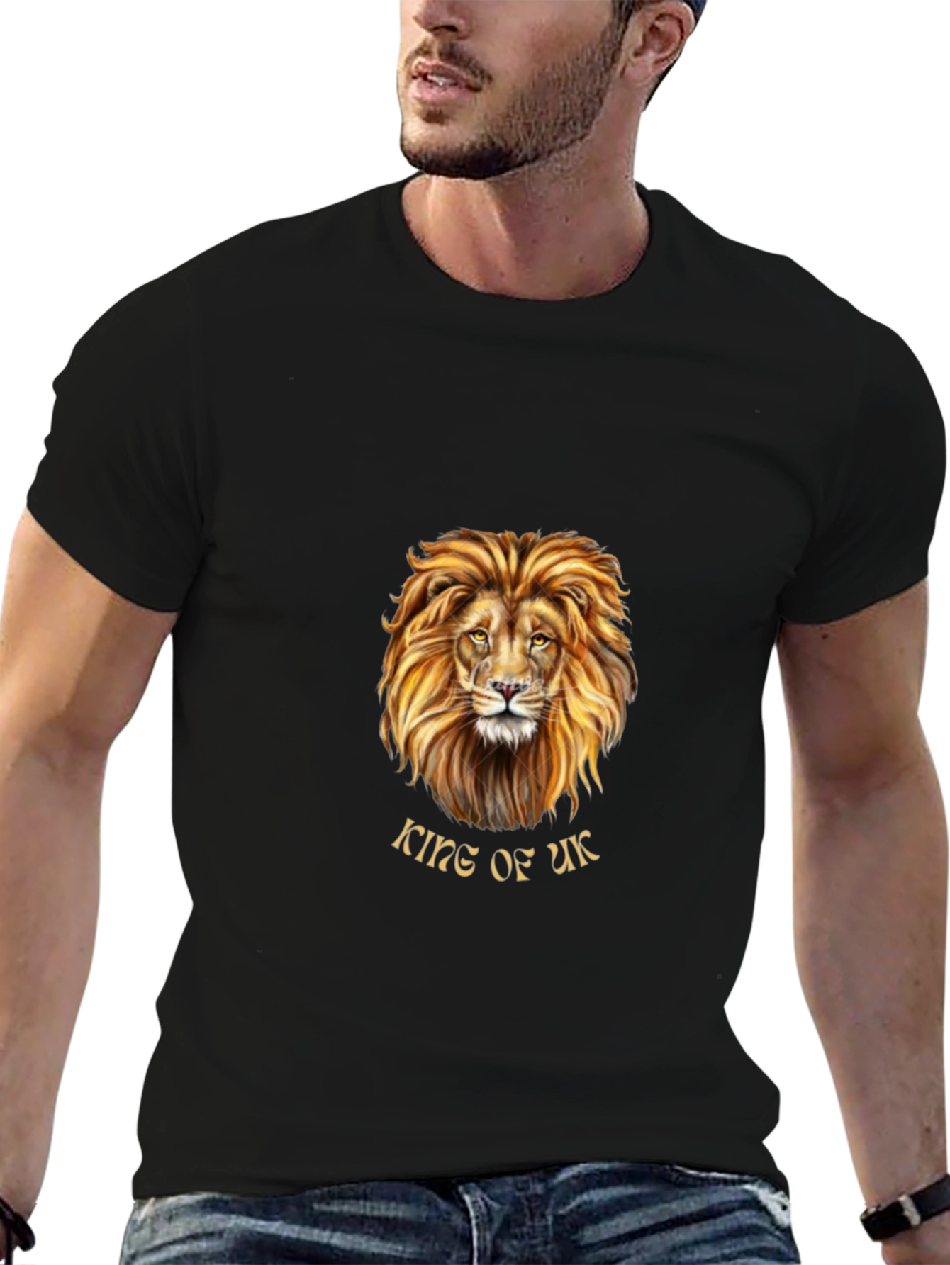 King of UK Lion Graphic T-Shirt - Black