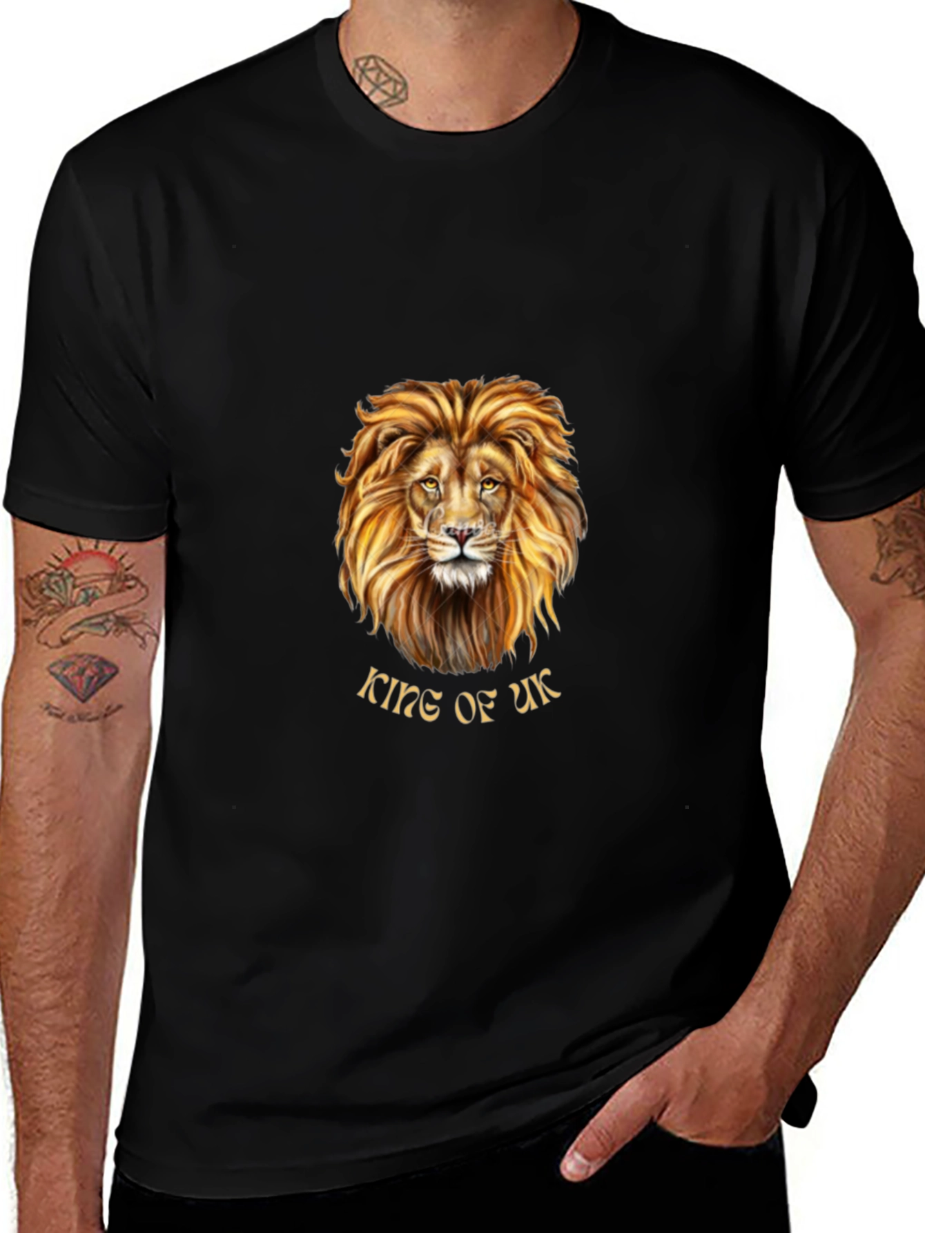 King of UK Lion Graphic T-Shirt - Black