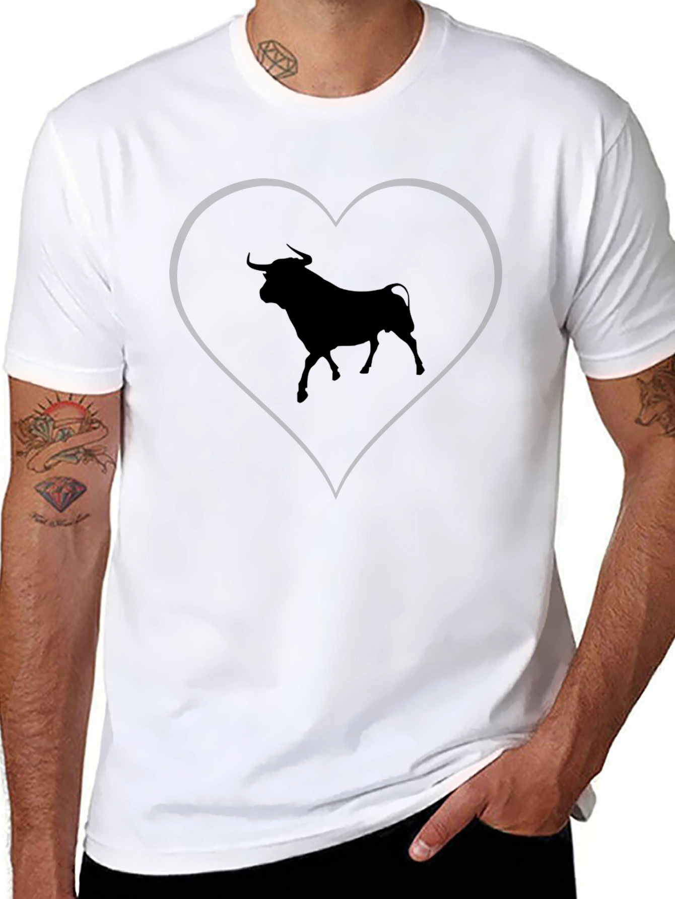 Bull Heart Graphic T-Shirt - Black