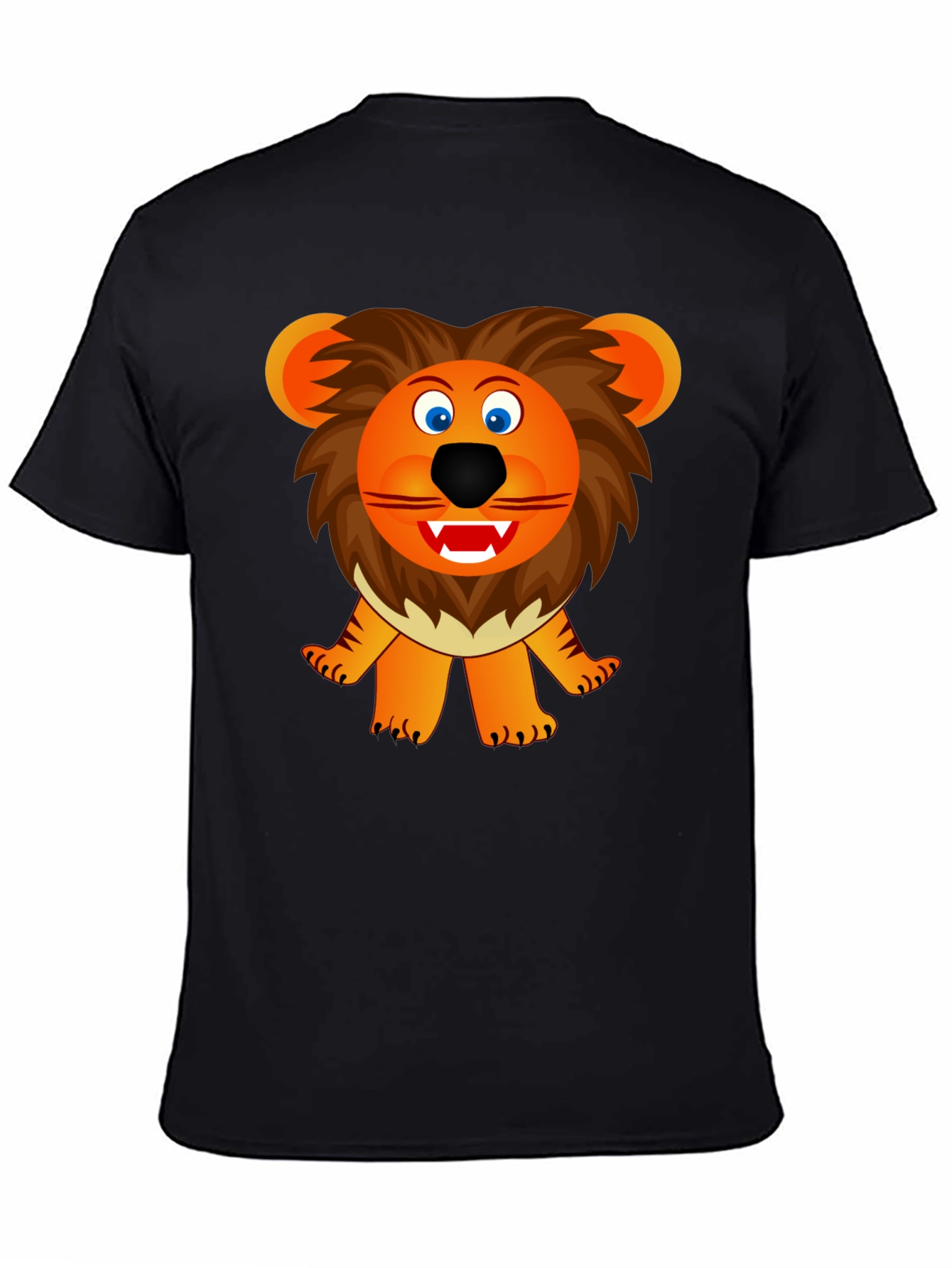Cartoon Lion Graphic Tee - Black Unisex T-Shirt