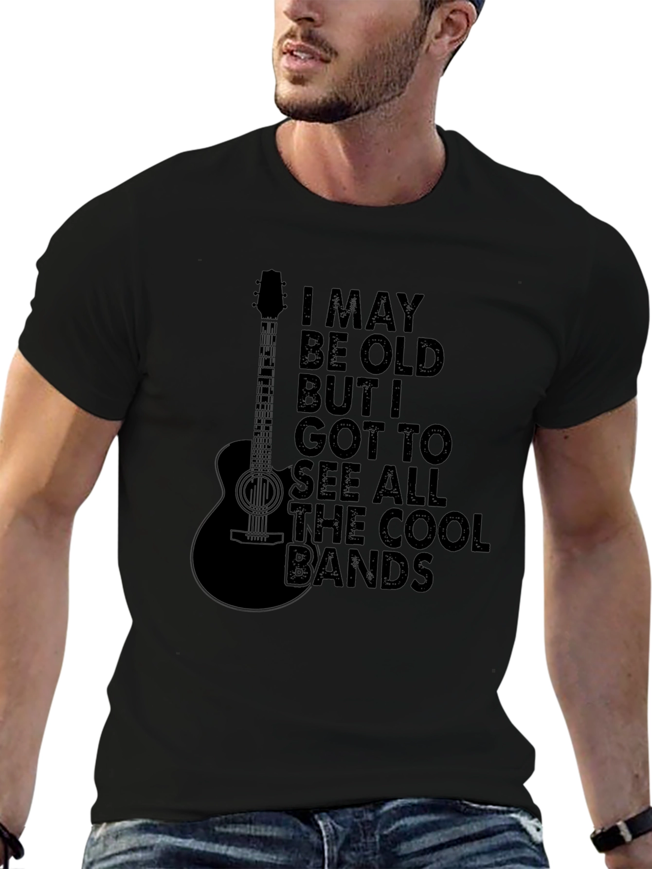 Cool Bands Guitar T-Shirt - Black