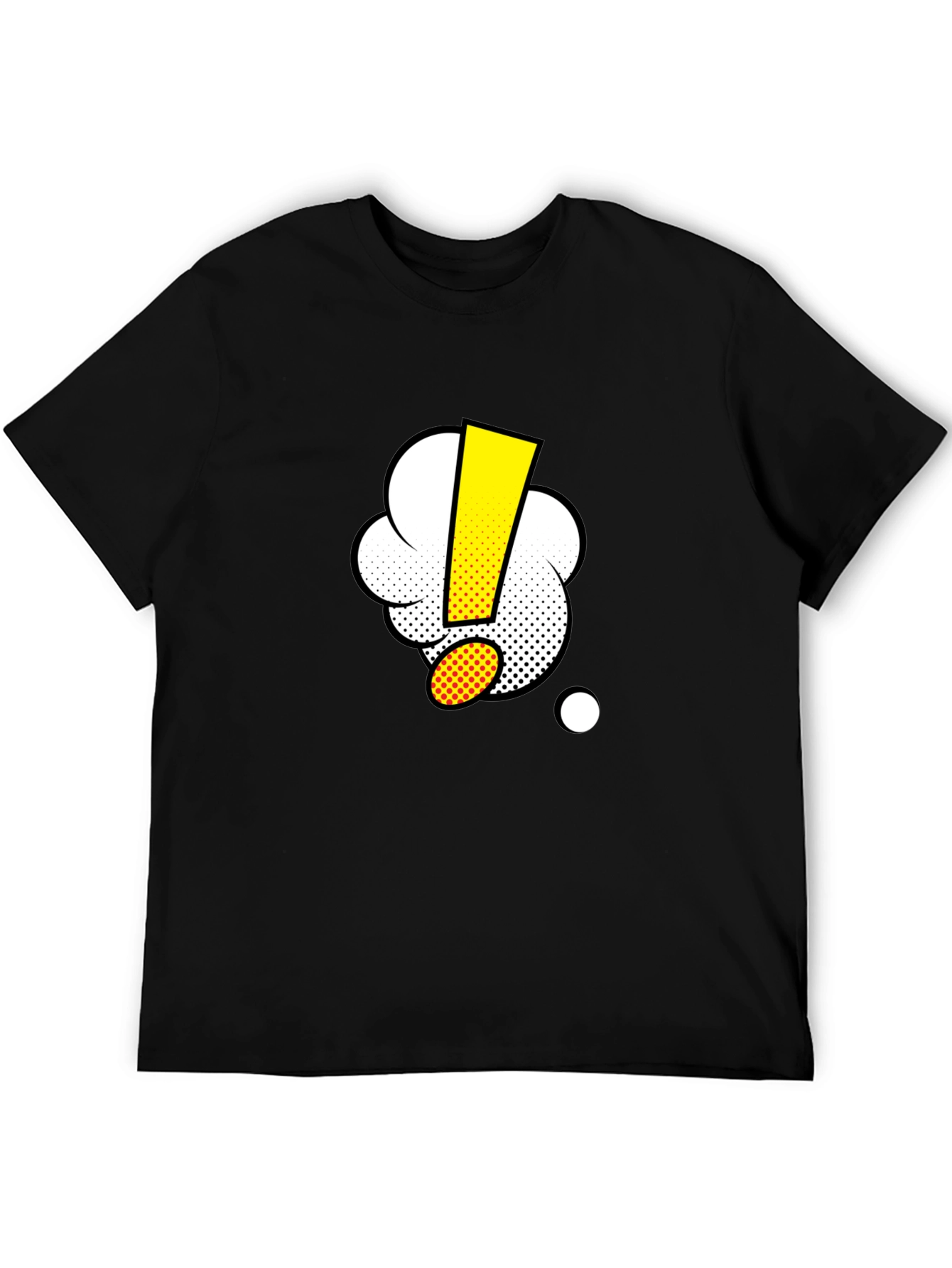 Black T-Shirt with Cartoon Exclamation Point