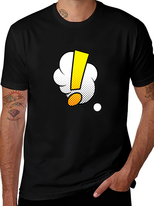 Black T-Shirt with Cartoon Exclamation Point