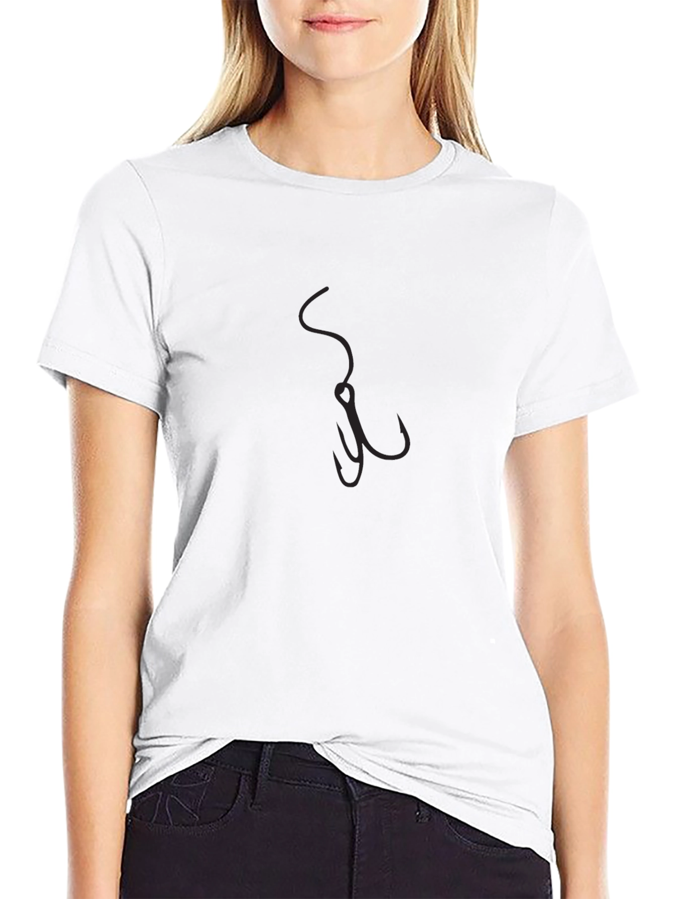 Mens Black T-Shirt with Fishing Hook Graphic