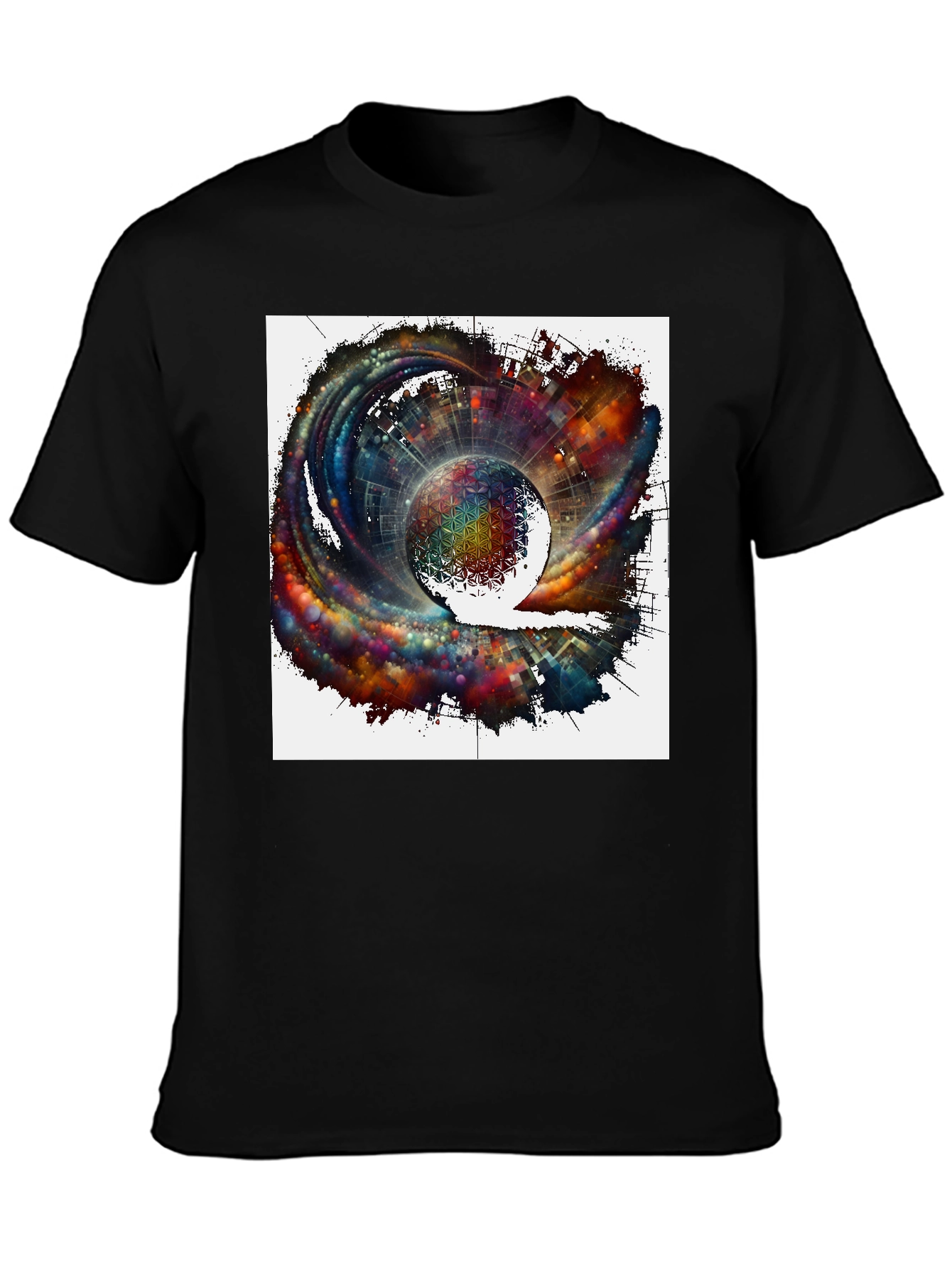 Cosmic Sphere Graphic T-Shirt - Modern Art Tee