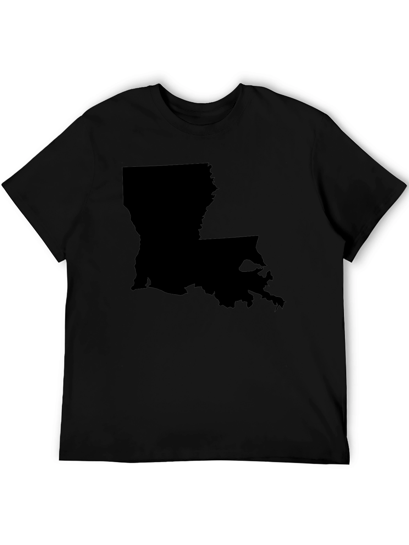 Louisiana State Map Graphic Tee - Black