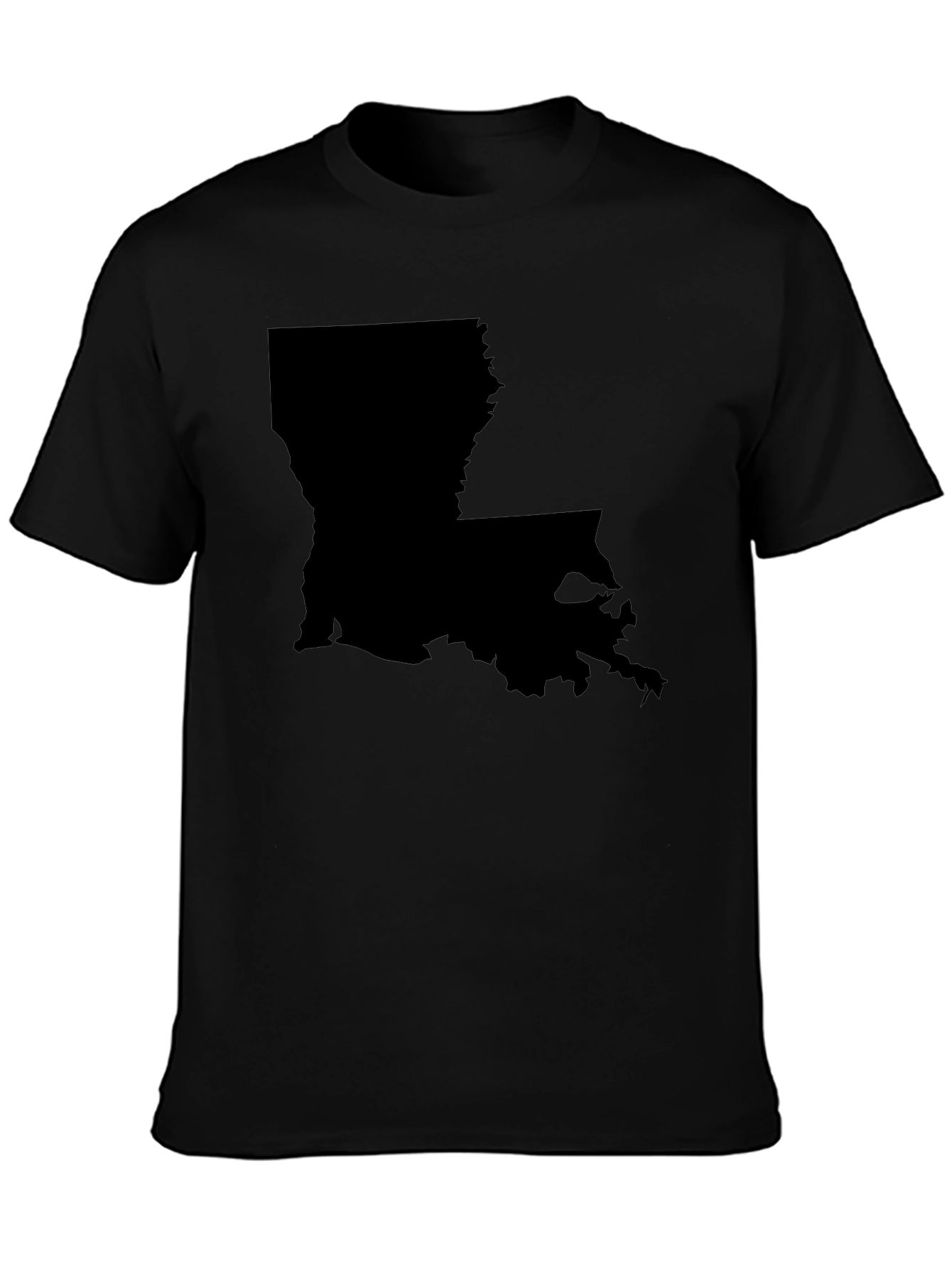 Louisiana State Map Graphic Tee - Black