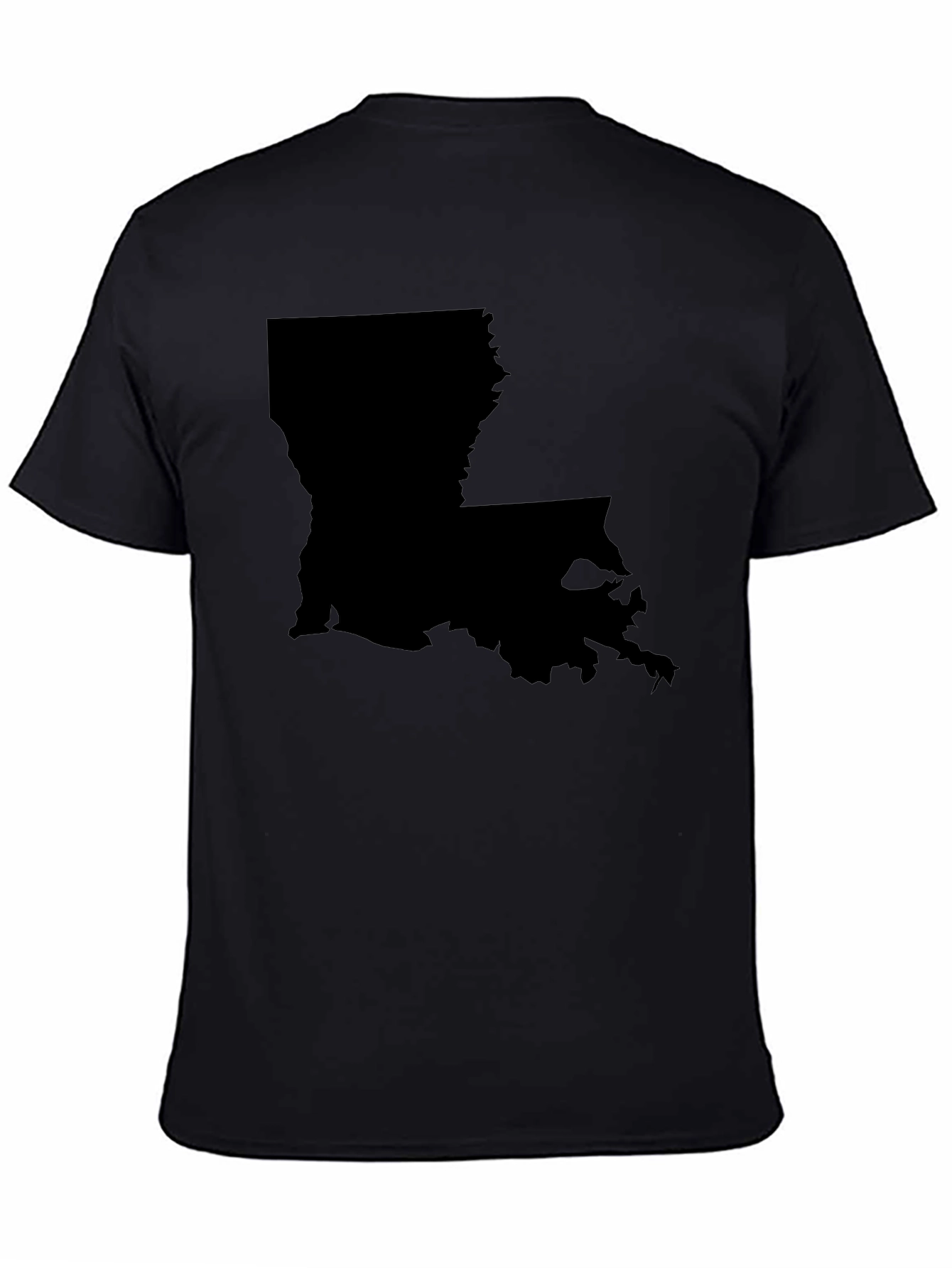 Louisiana State Map Graphic Tee - Black