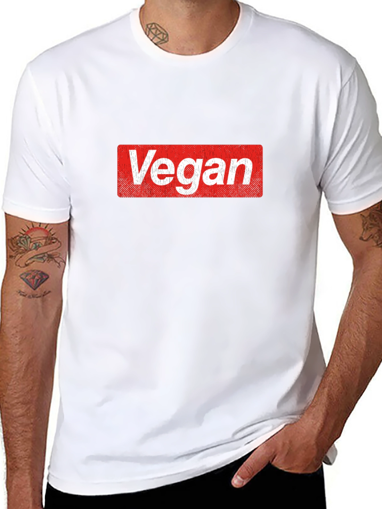 Vegan T-Shirt: Bold Red Box Logo Tee