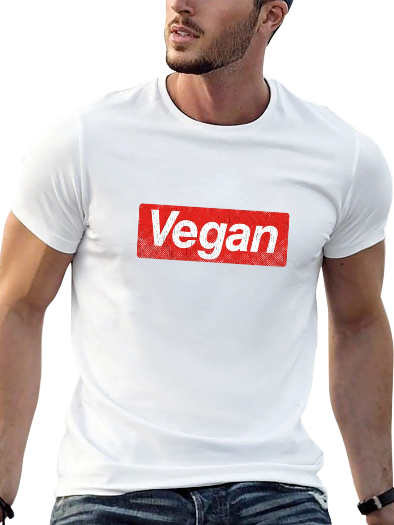 Vegan T-Shirt: Bold Red Box Logo Tee