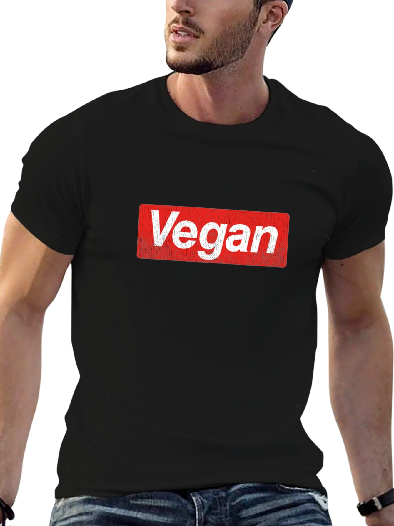 Vegan T-Shirt: Bold Red Box Logo Tee