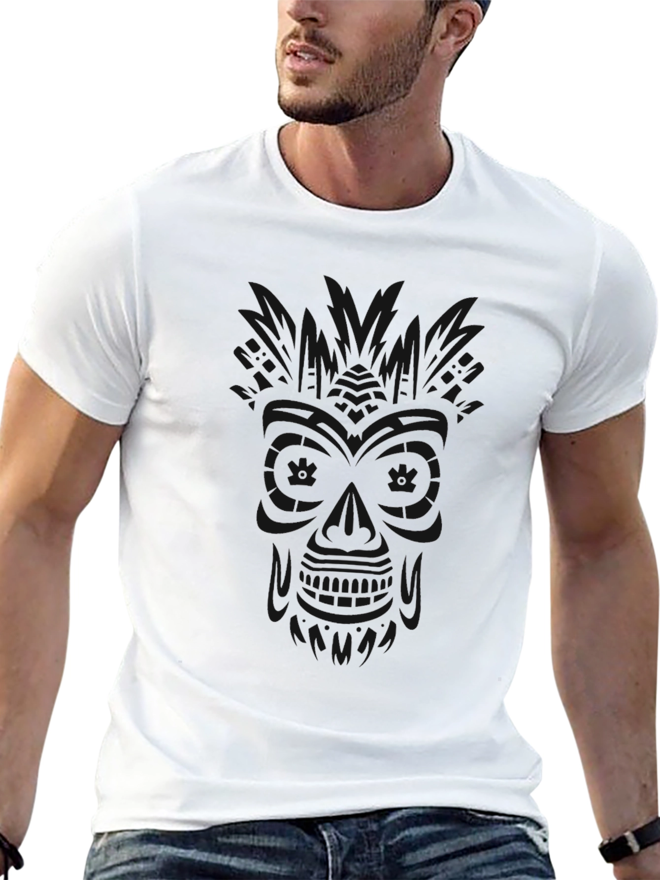 Mens Solid Black Crew Neck Short Sleeve T-Shirt