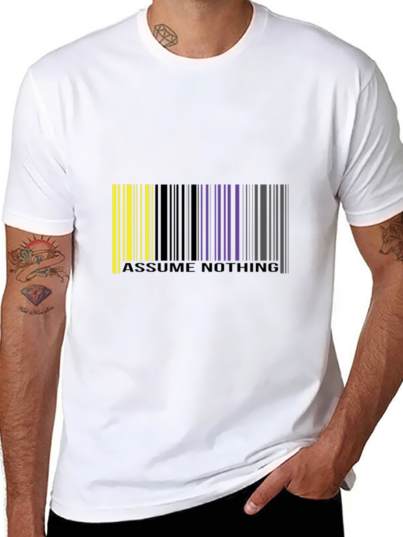 Assume Nothing Barcode Graphic T-Shirt