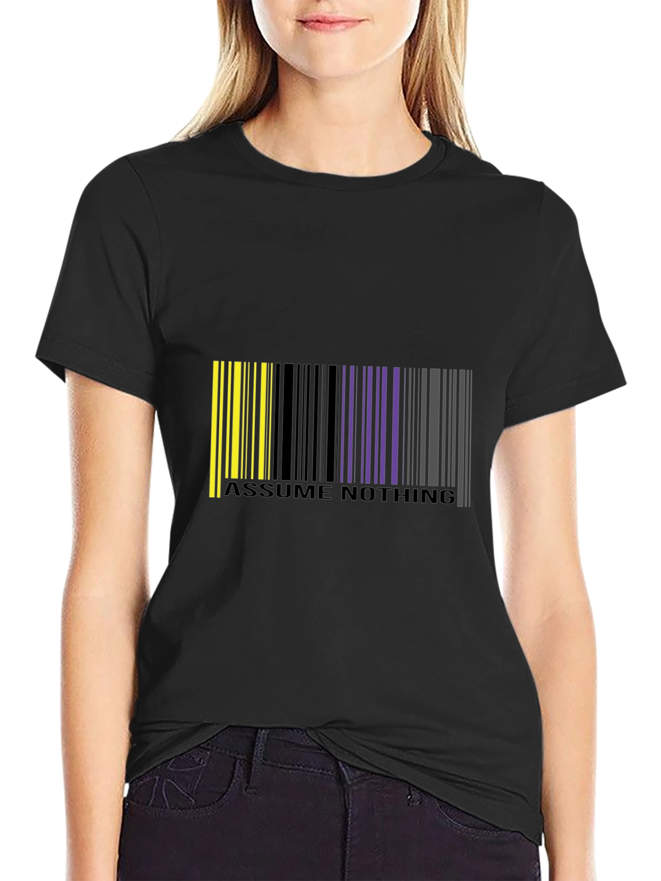 Assume Nothing Barcode Graphic T-Shirt