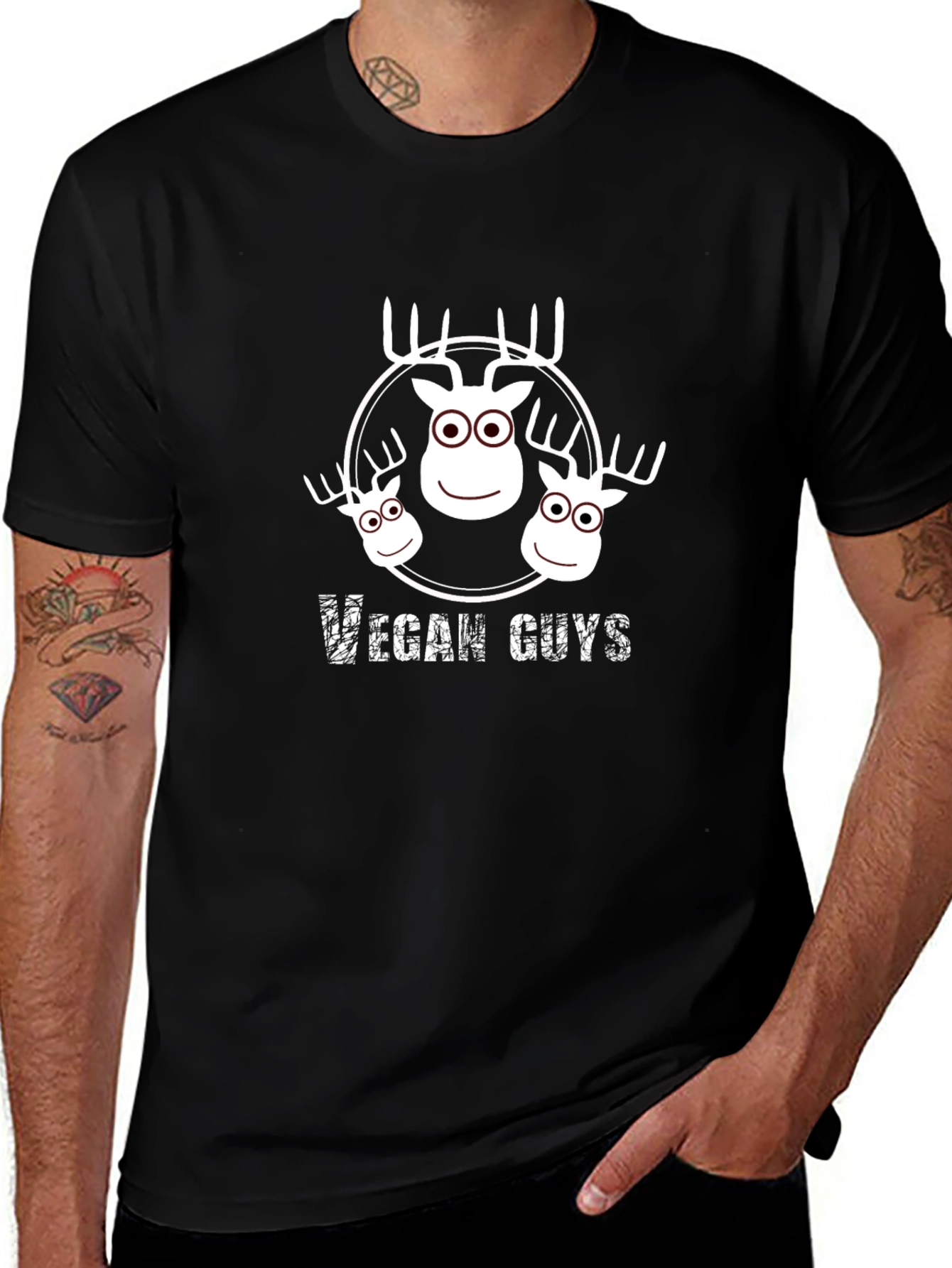 Vegan Guys T-Shirt - Cute Moose Design