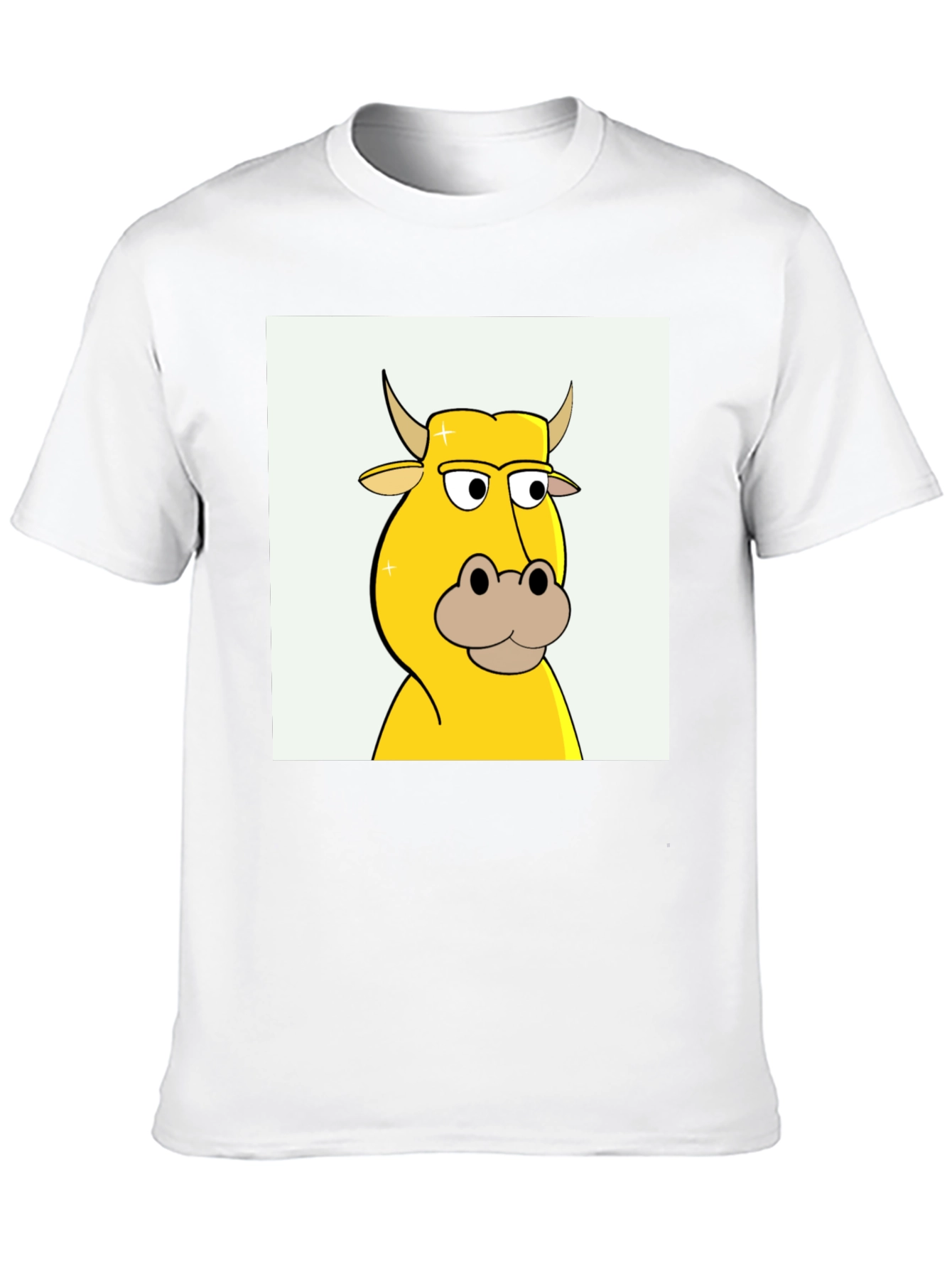 Cartoon Cow Graphic Tee - Black