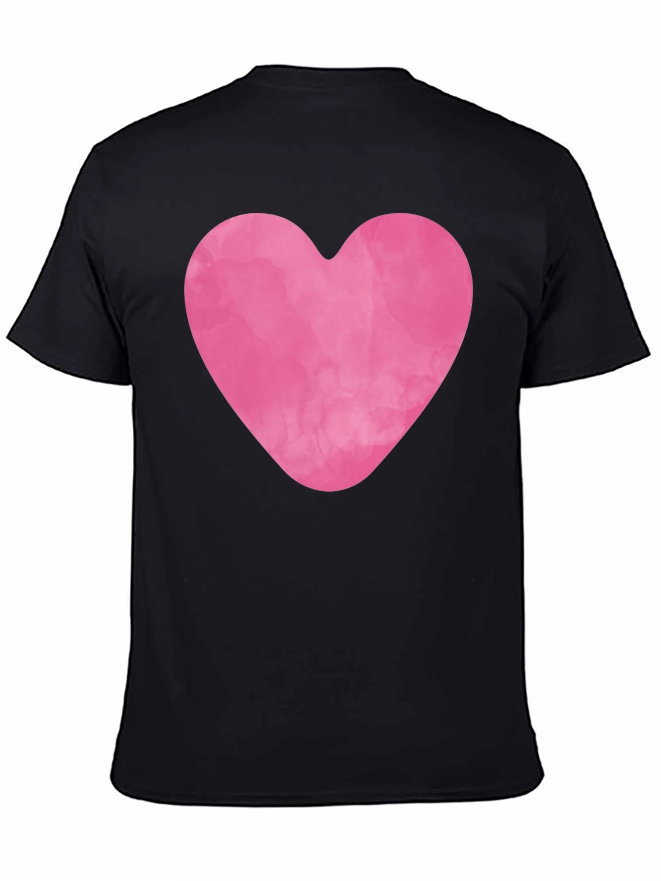 Pink Heart Graphic Black Tee