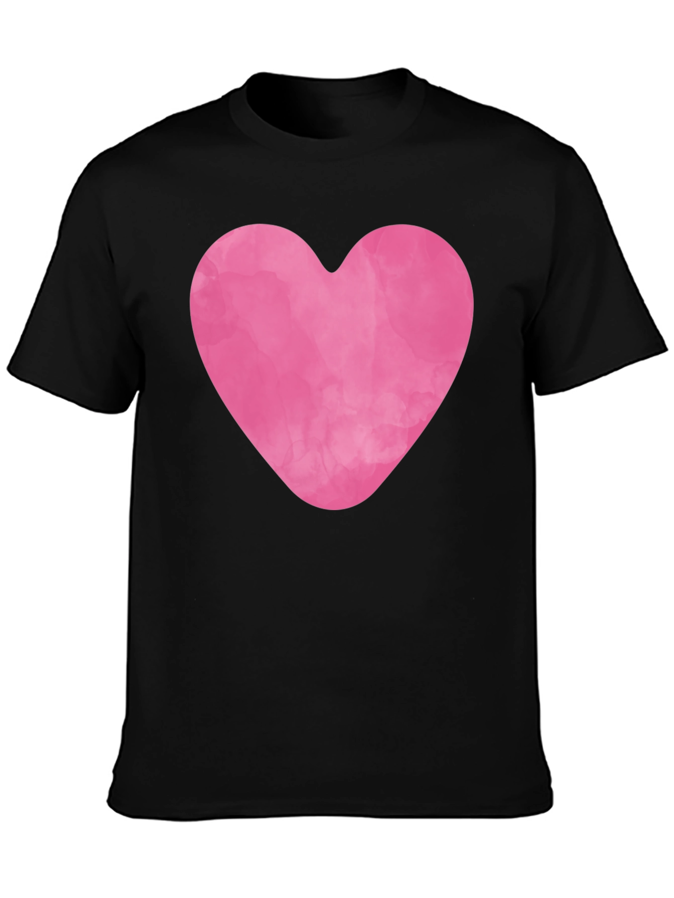 Pink Heart Graphic Black Tee