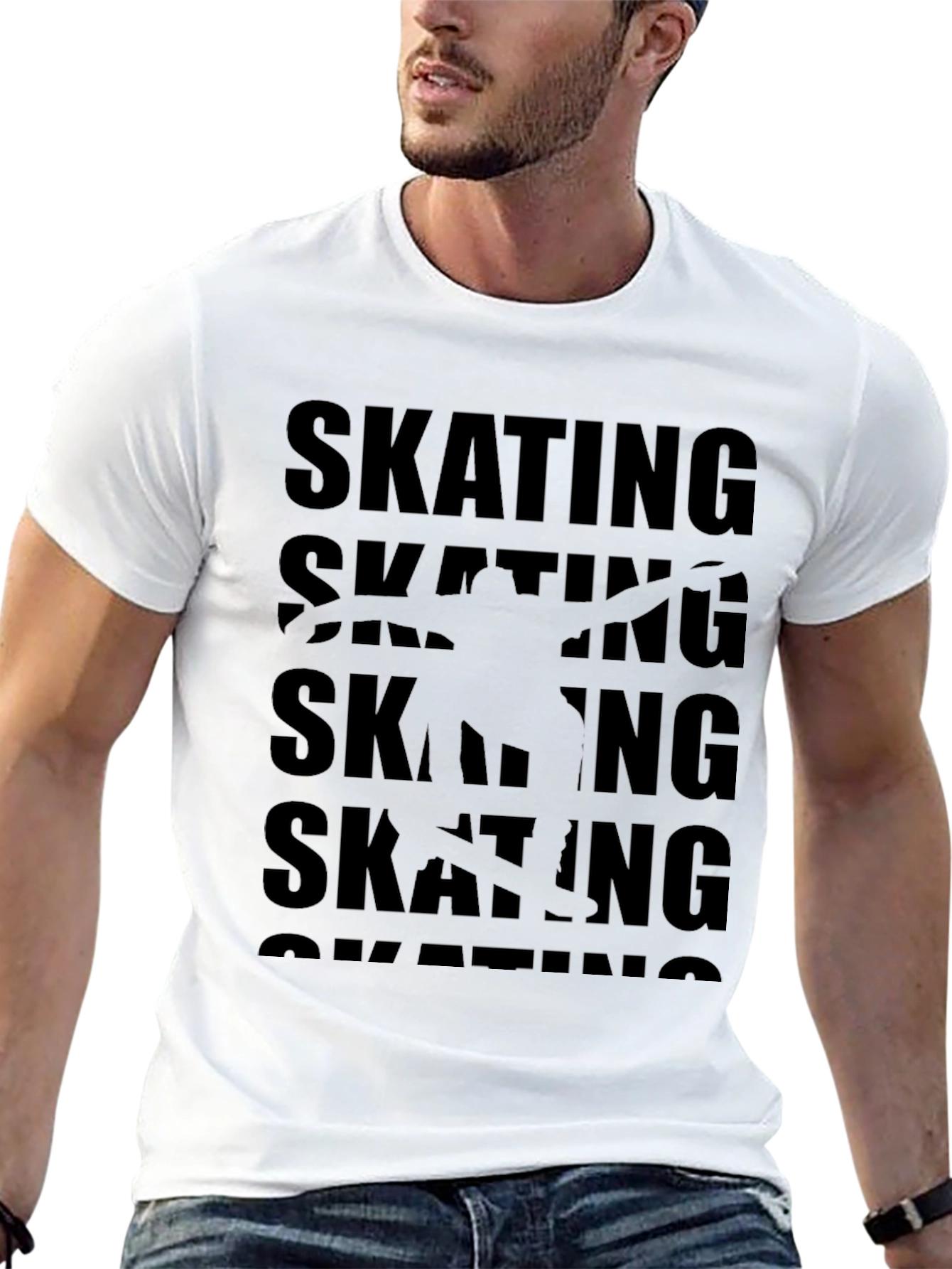 Skating Graphic Print Black T-Shirt