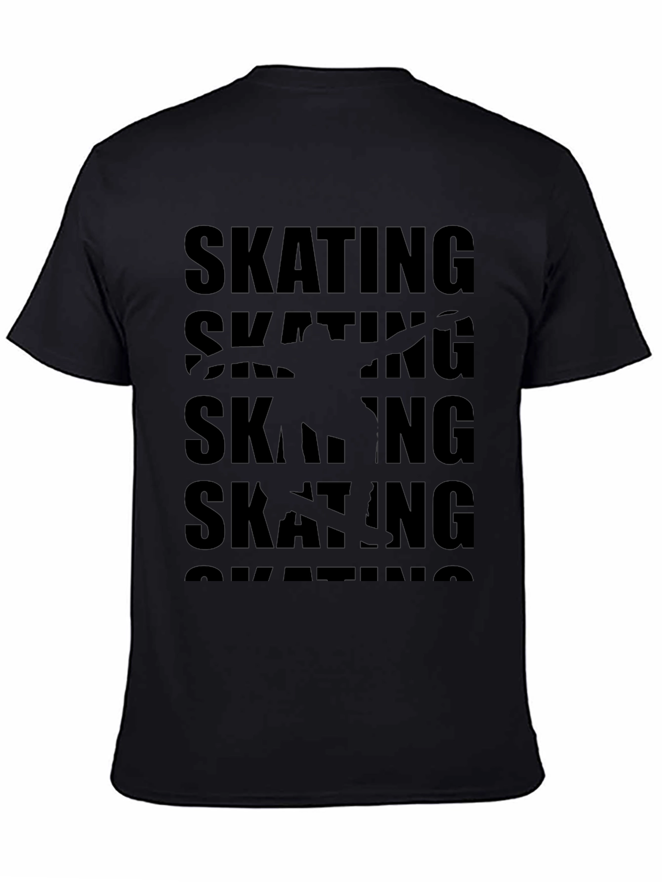 Skating Graphic Print Black T-Shirt