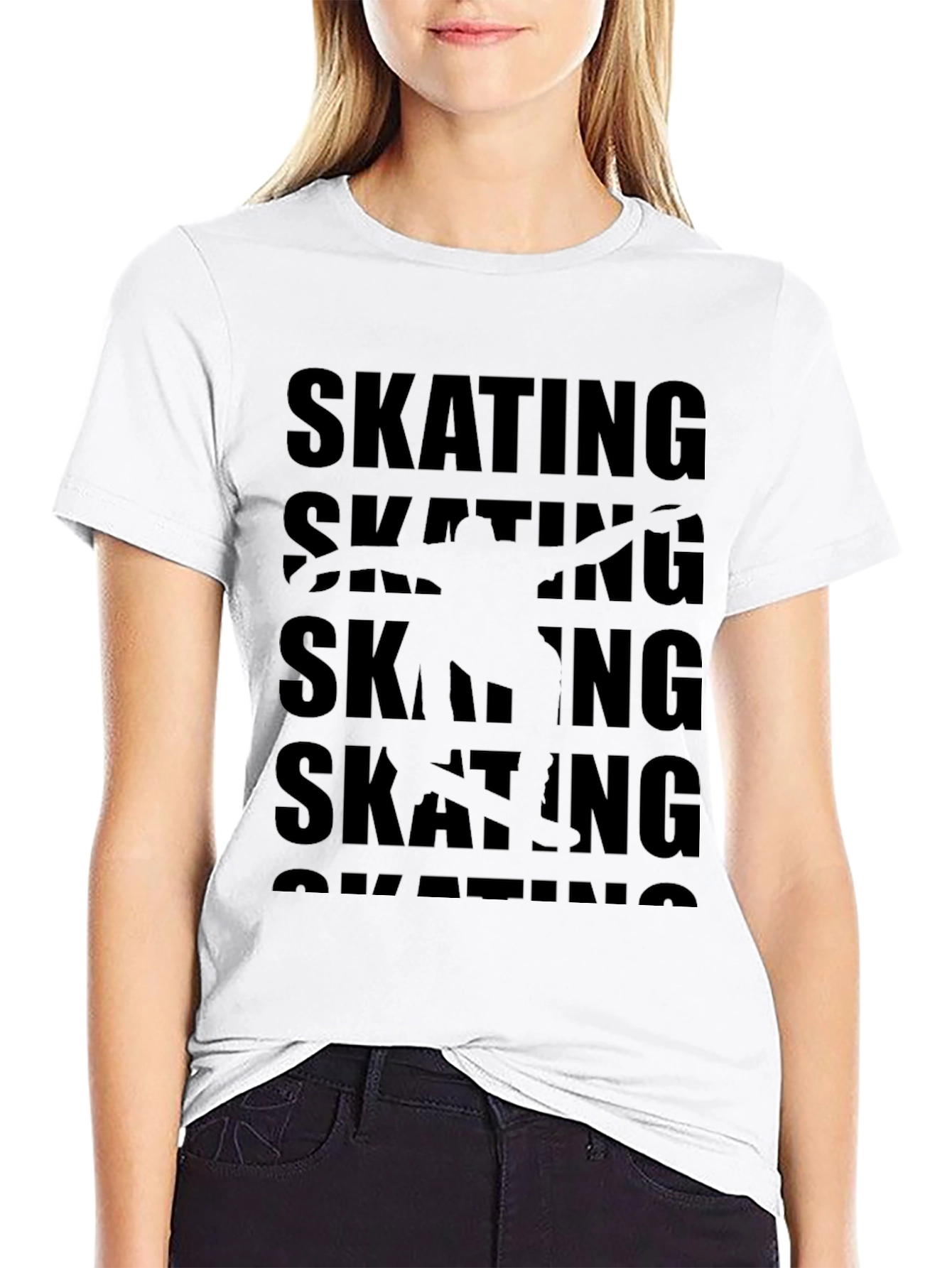 Skating Graphic Print Black T-Shirt