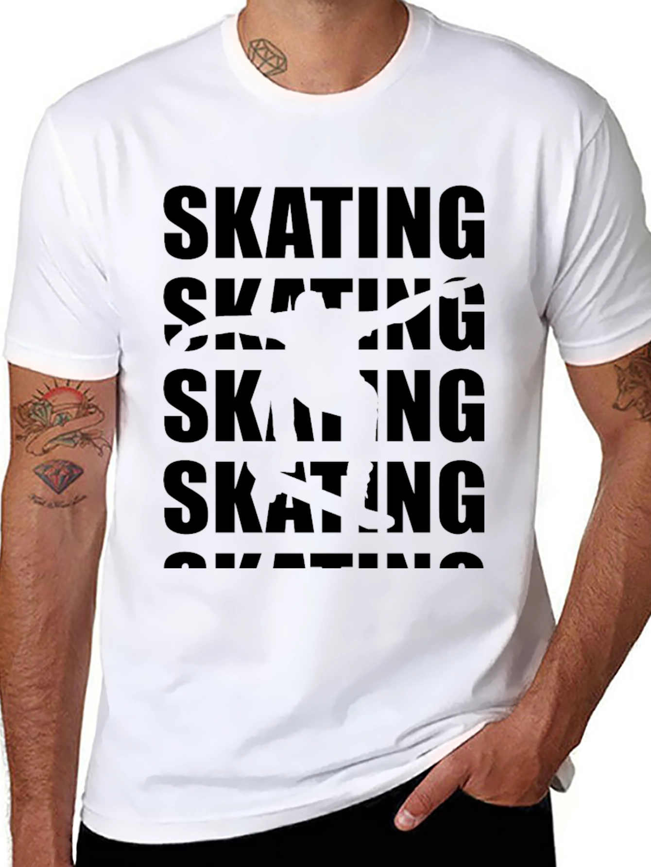 Skating Graphic Print Black T-Shirt