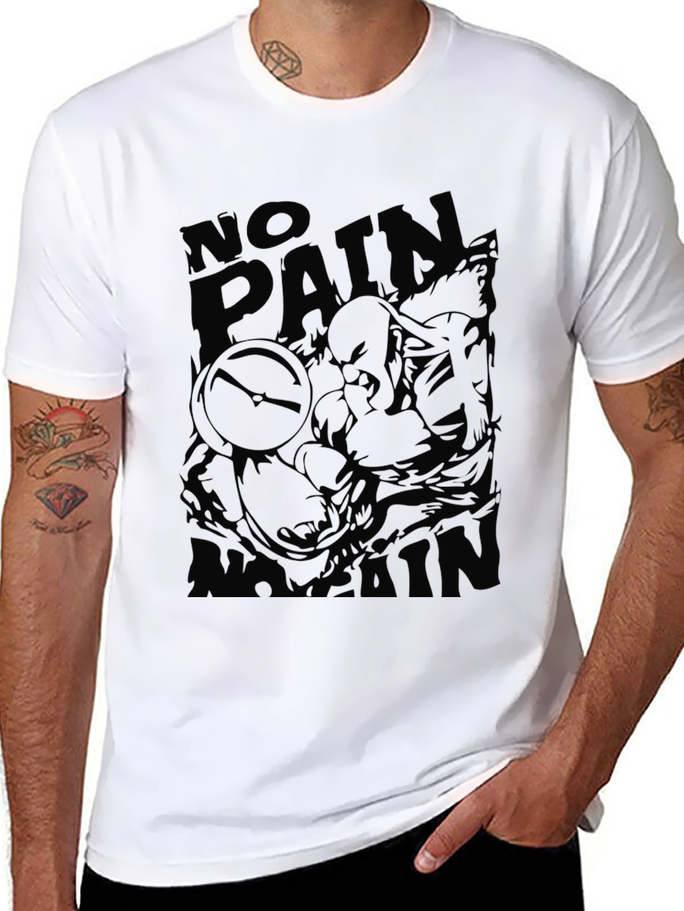 No Pain Graphic T-Shirt - Black Cotton Blend
