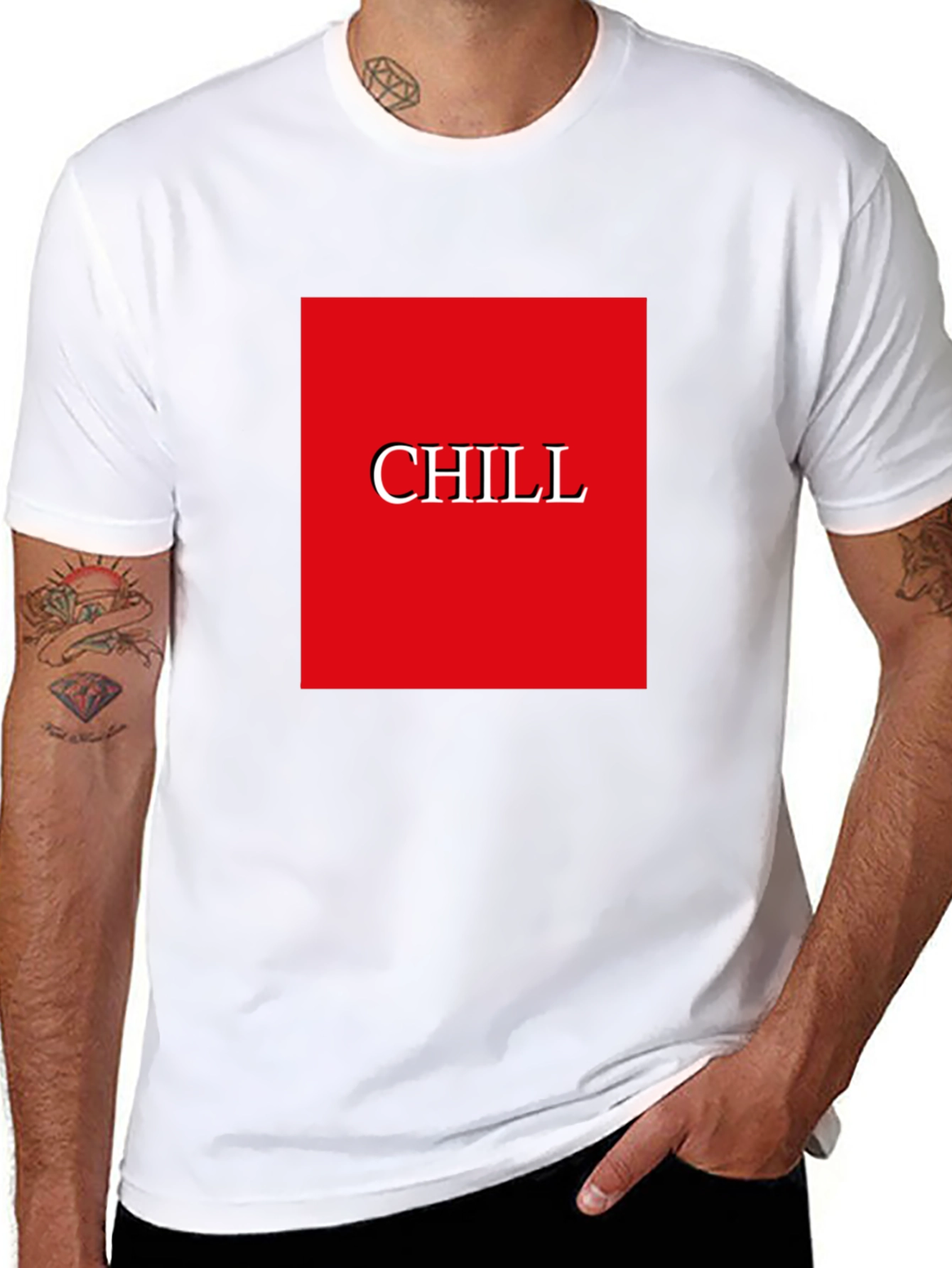 Chill Graphic Tee - Red Box Print Black T-Shirt