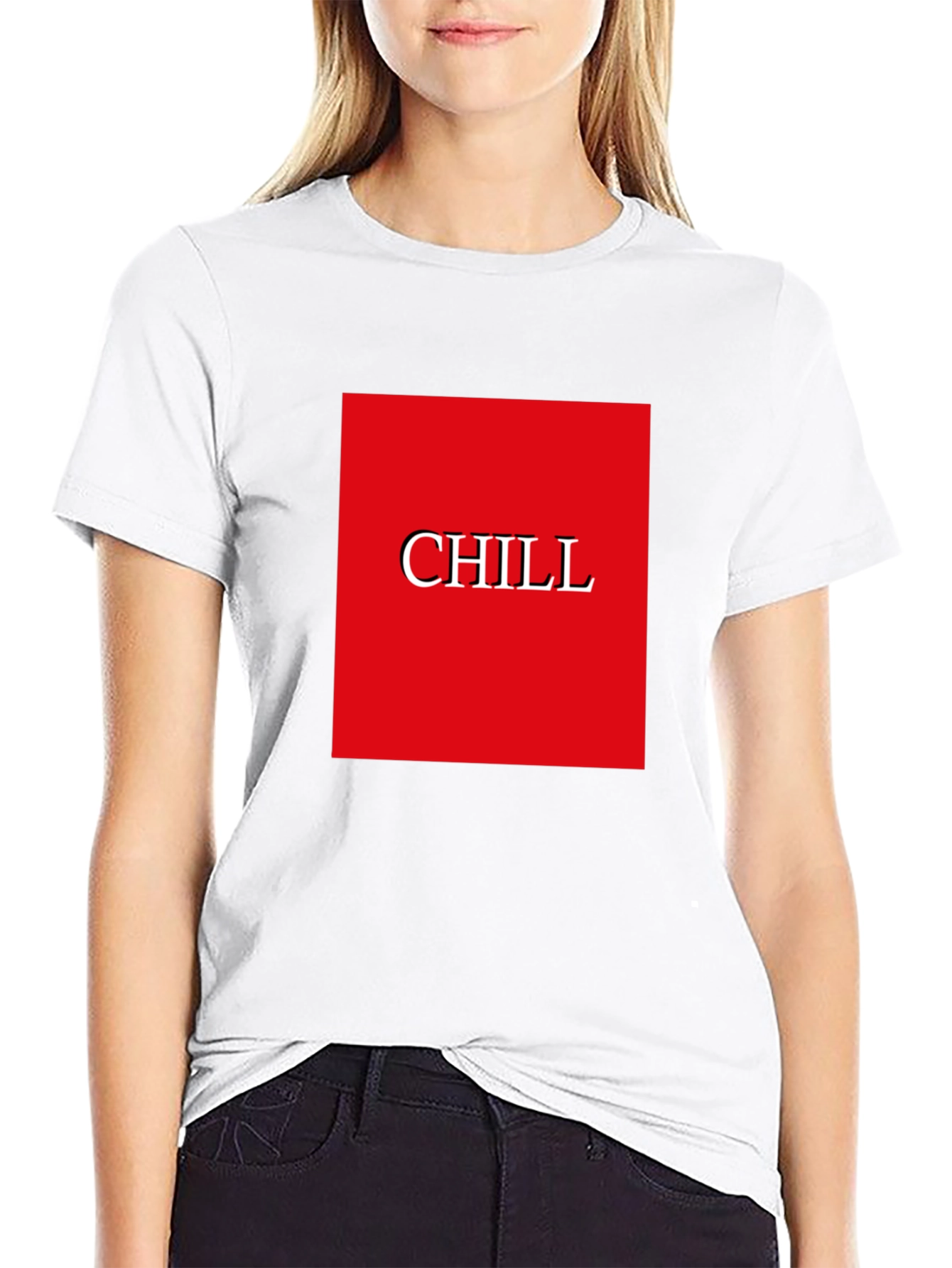Chill Graphic Tee - Red Box Print Black T-Shirt