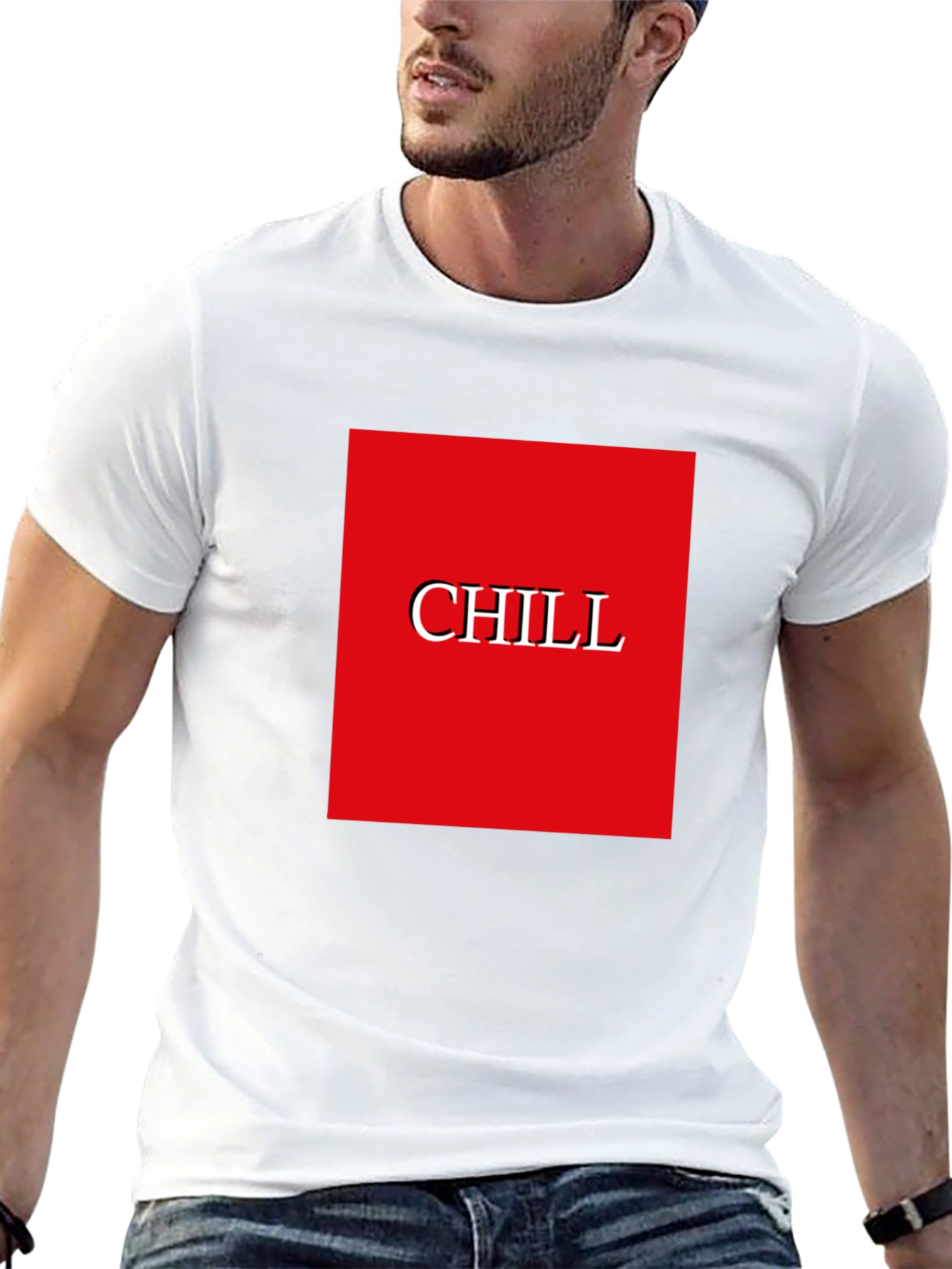 Chill Graphic Tee - Red Box Print Black T-Shirt