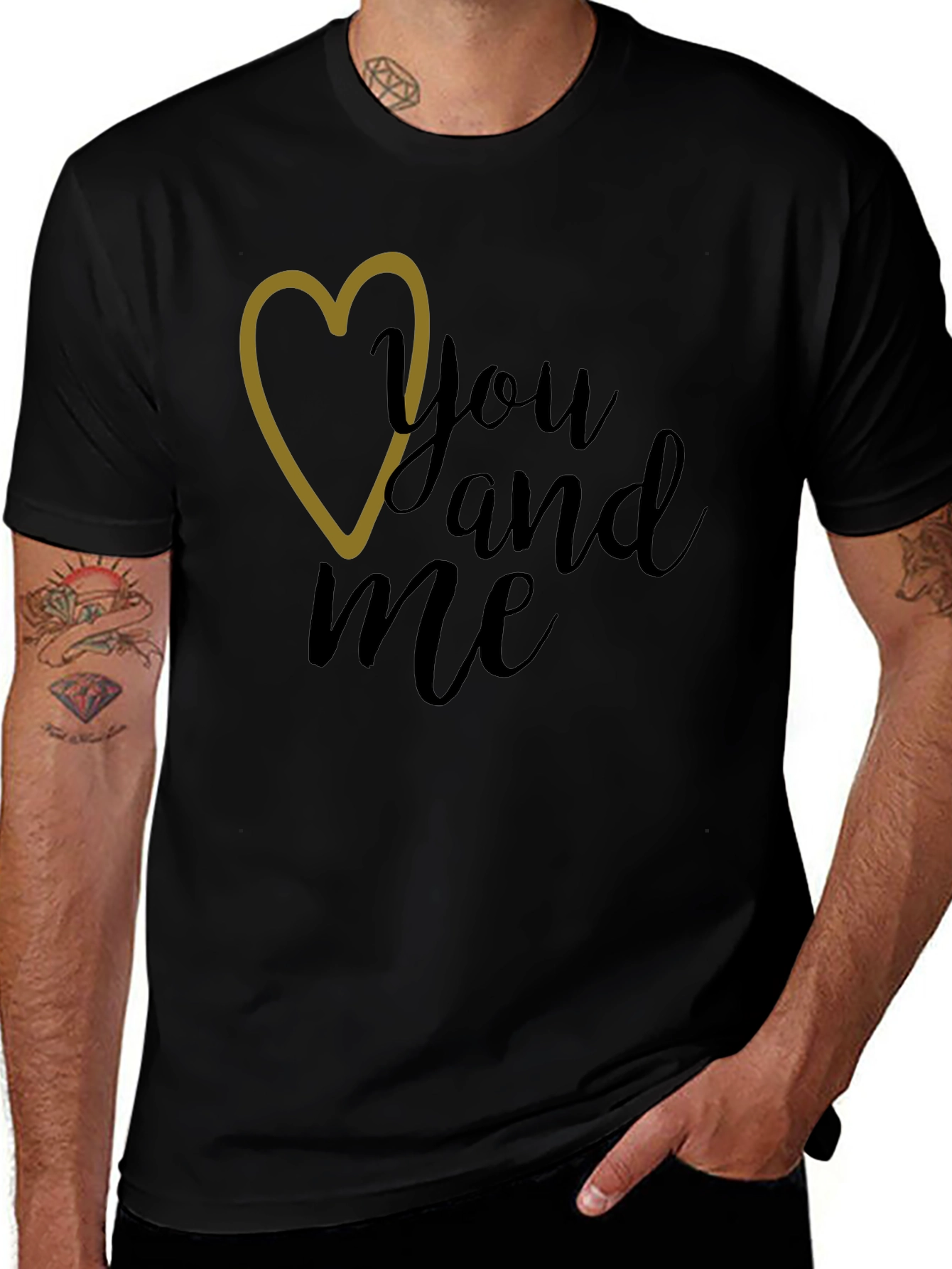 You and Me Graphic Tee - Black Crew Neck