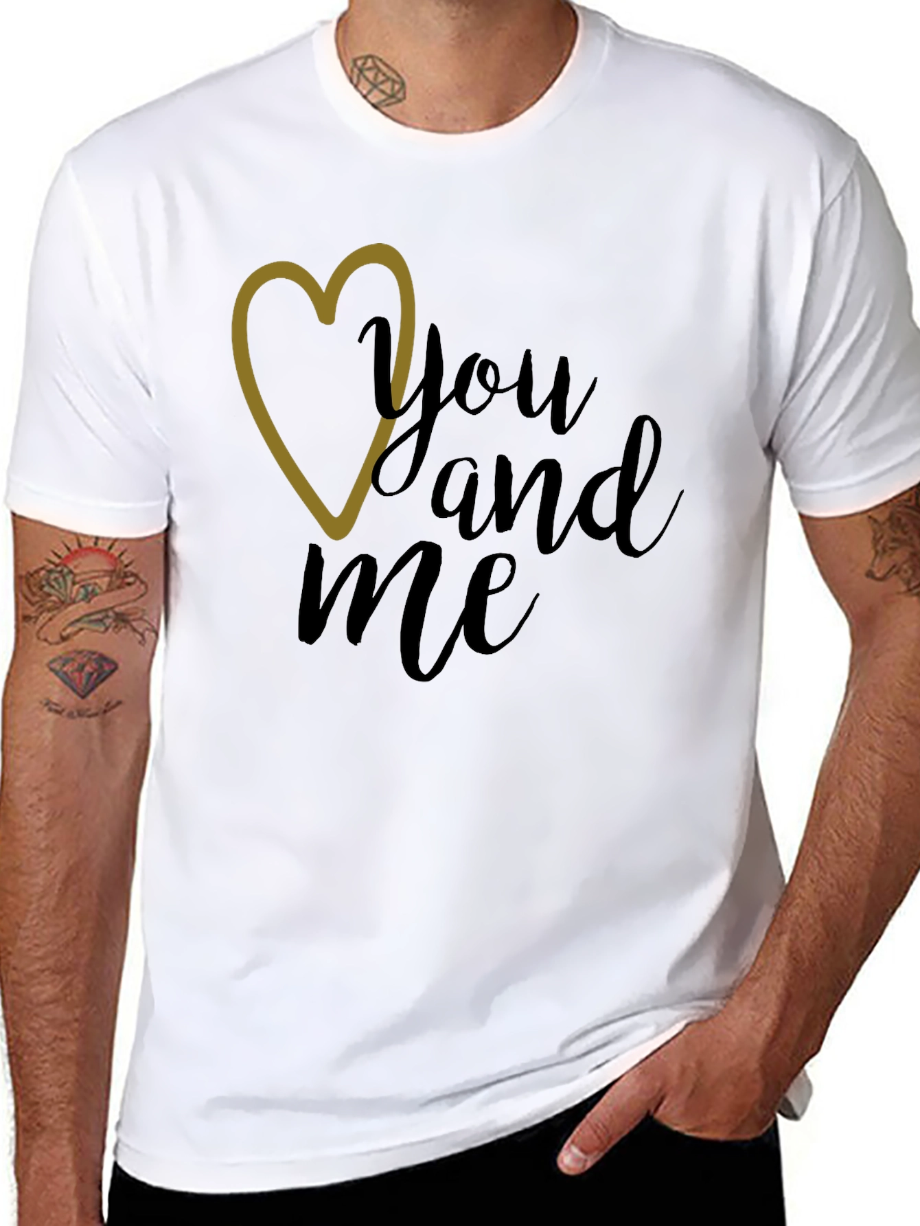 You and Me Graphic Tee - Black Crew Neck